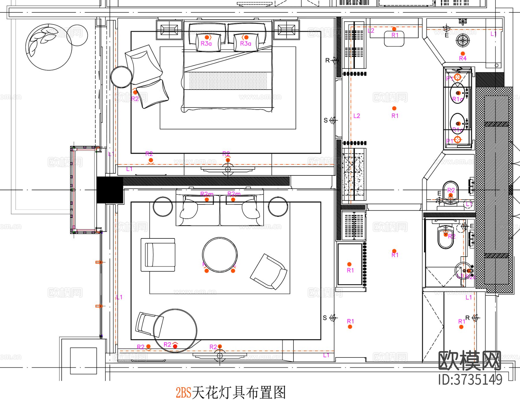 酒店客房 酒店房间 客房平面图 房间平面布局 客房cad施工图