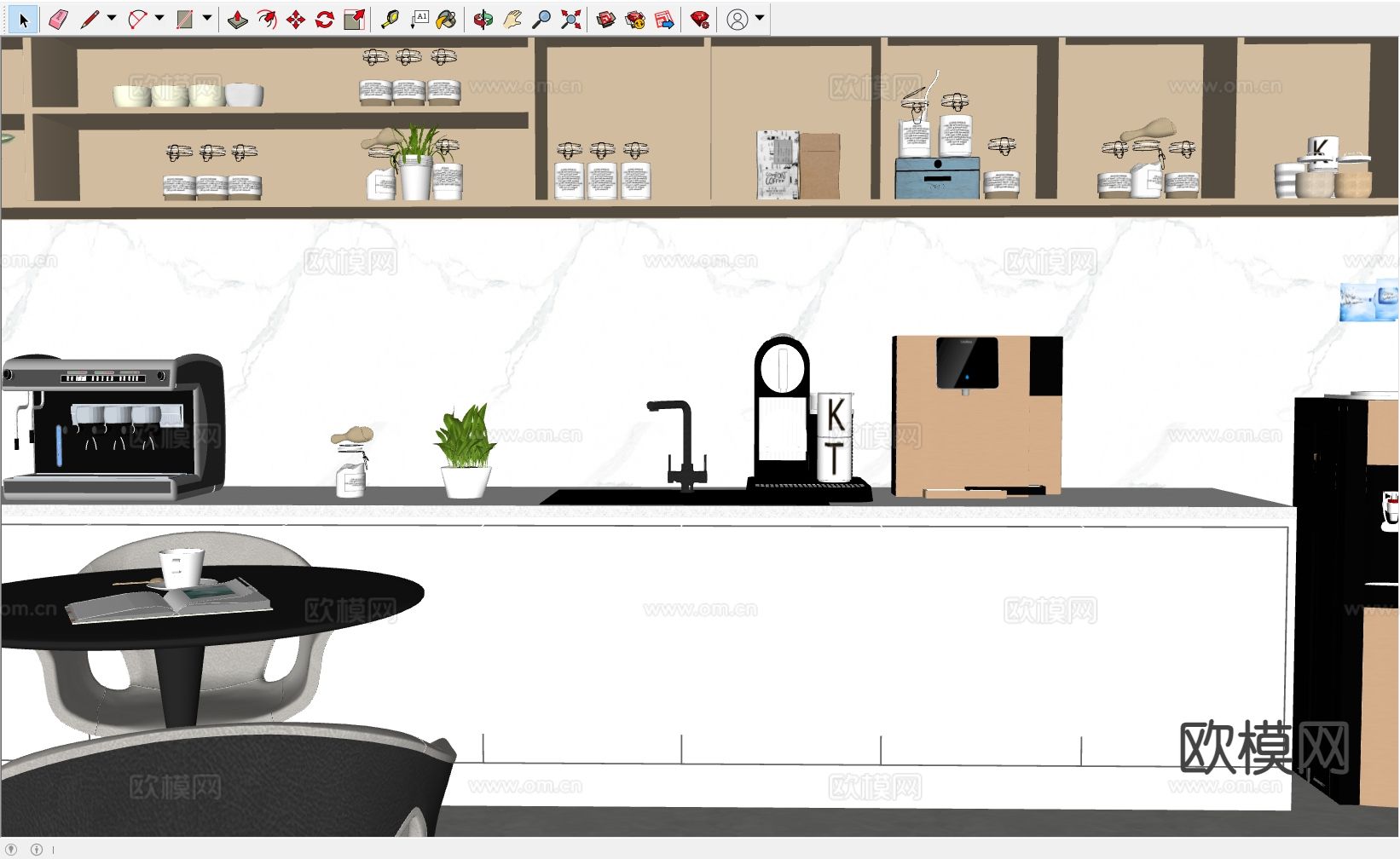 办公室 茶水间 水吧台su模型下载（渲染图1）