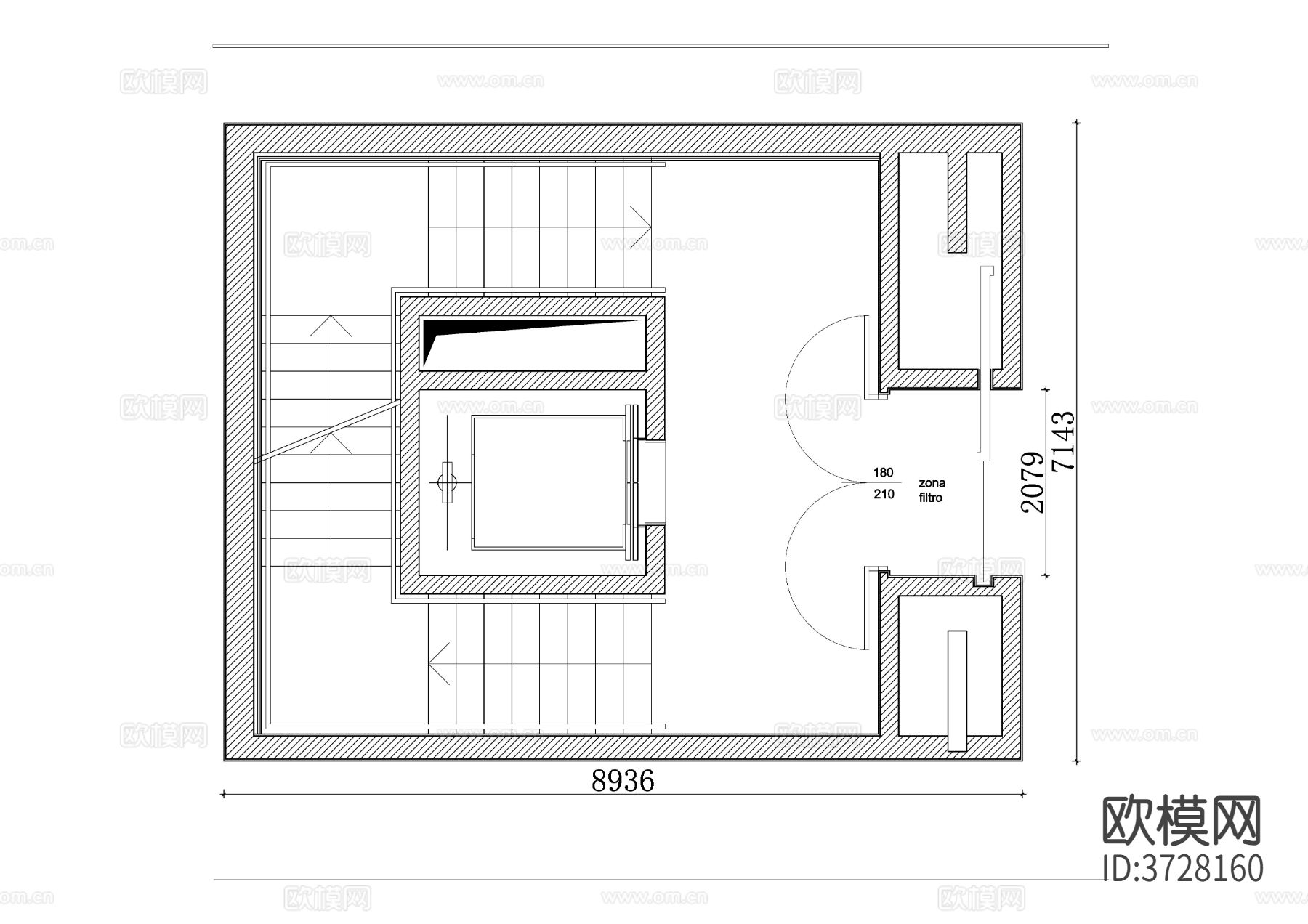 电梯入口布局图 电梯井道 电梯CAD平面图