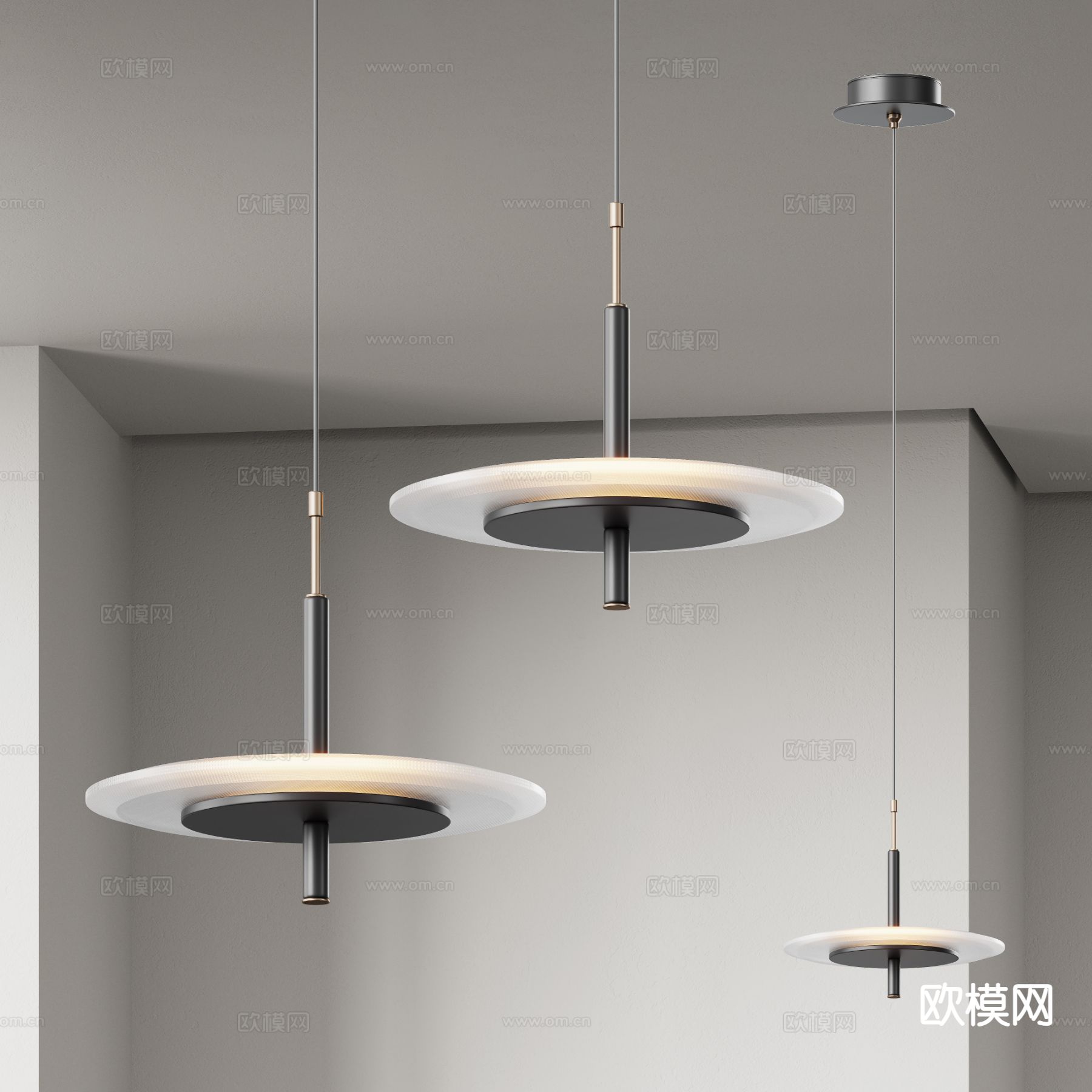 现代轻奢吊灯su模型下载（渲染图2）