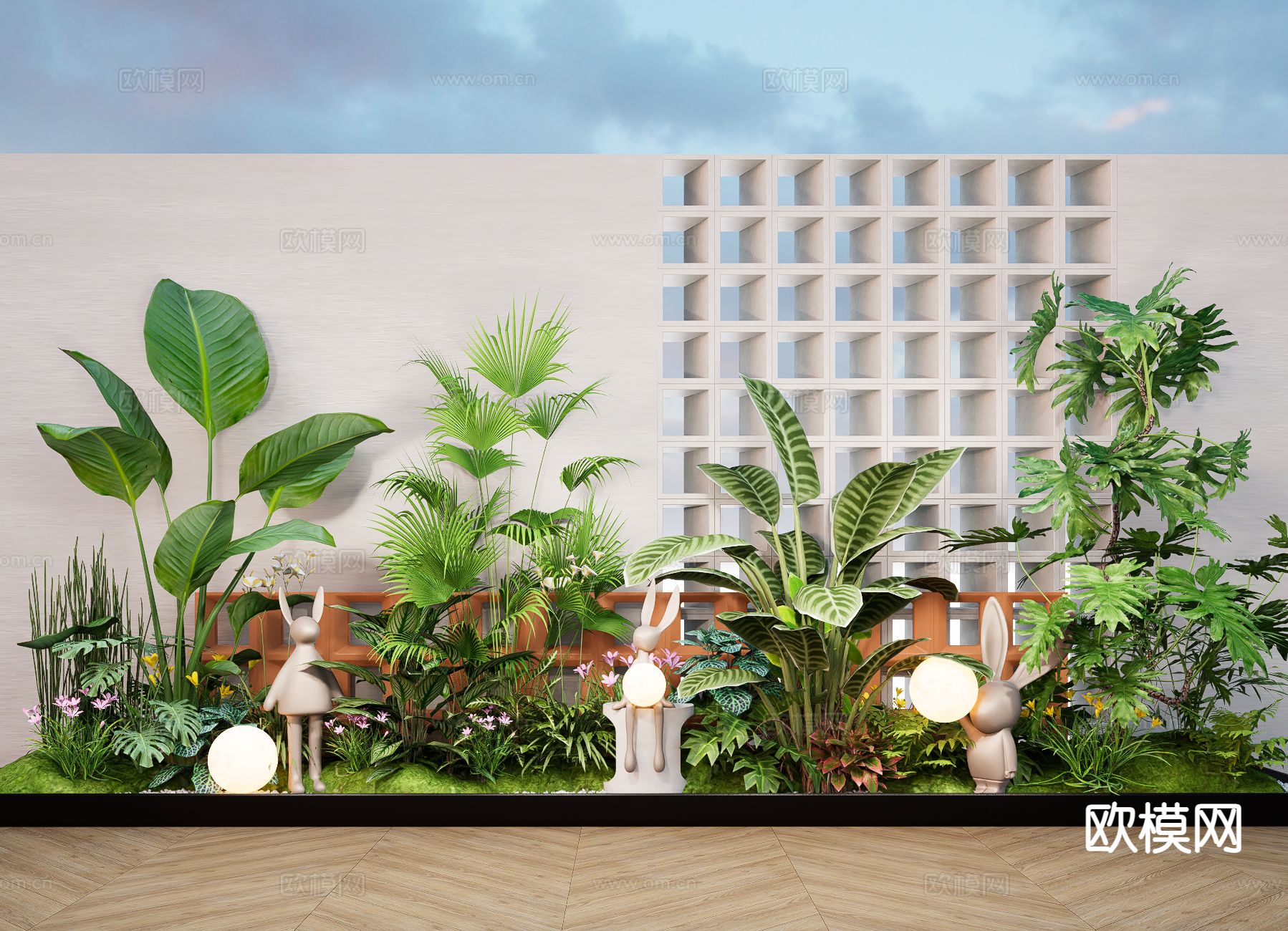 植物堆花境 植物景观造景su模型下载（渲染图2）