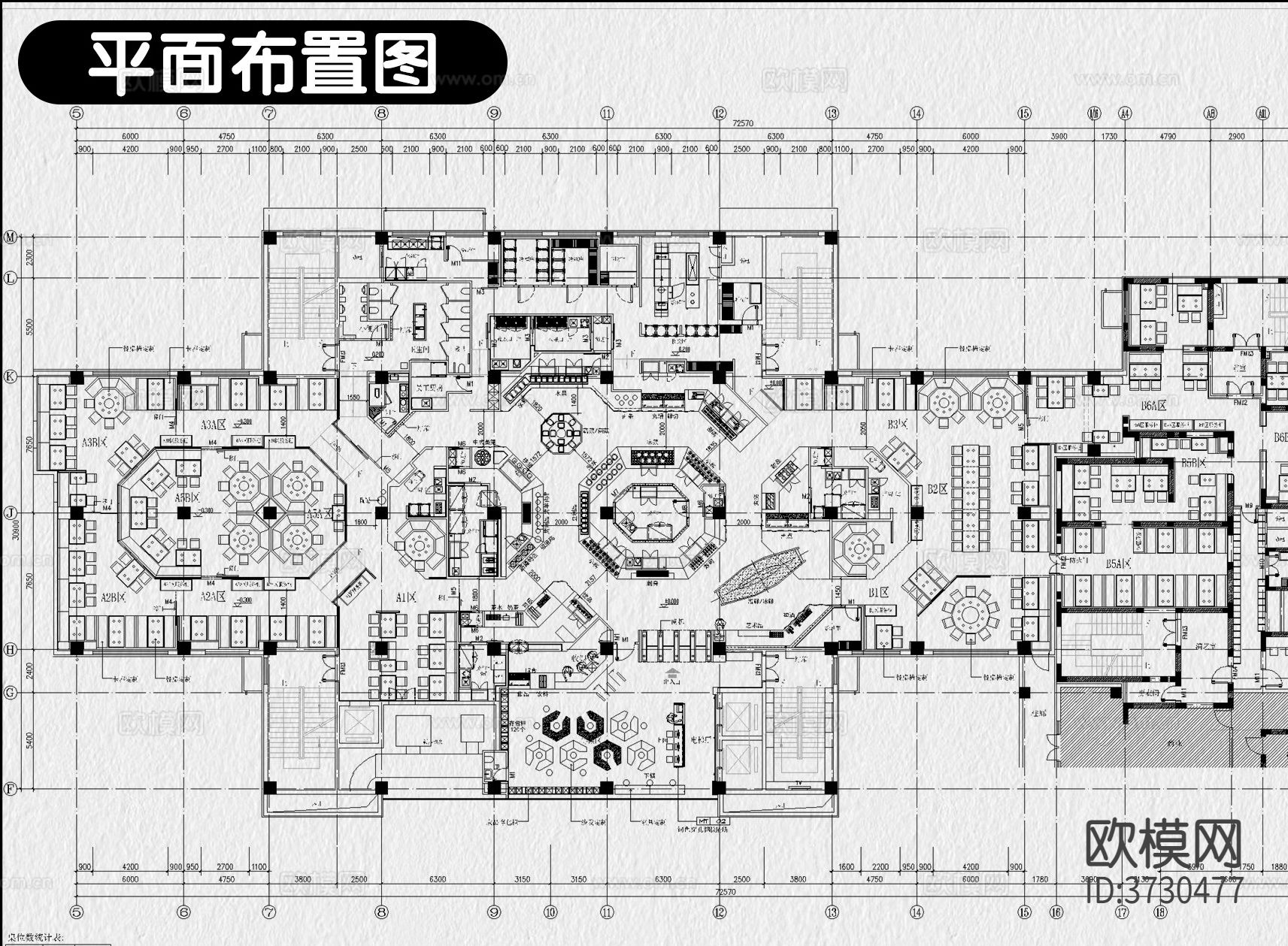 自助餐厅装修设计CAD施工图