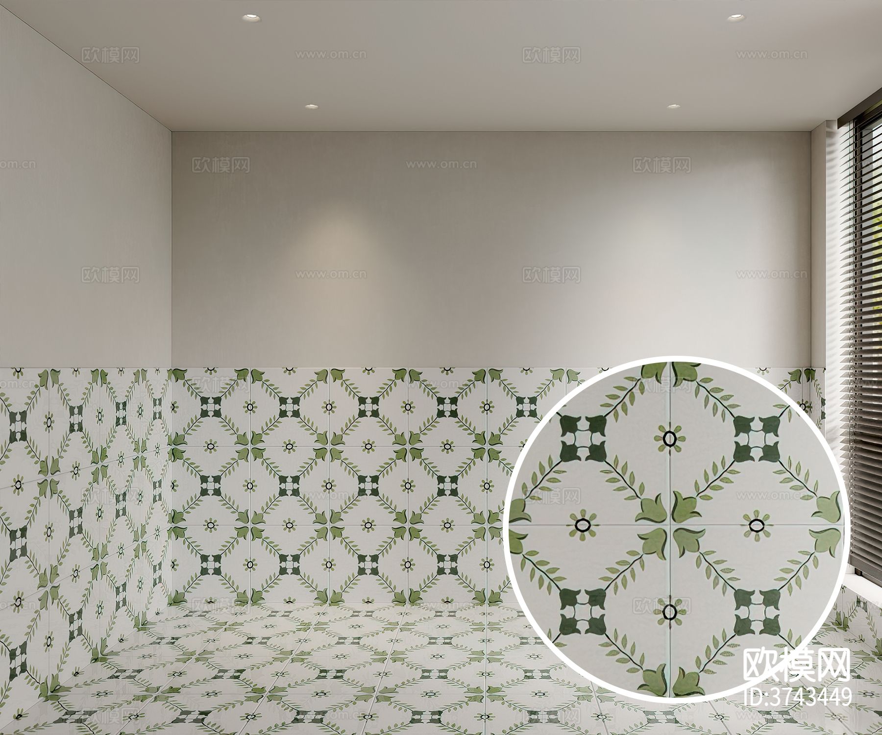 浅绿色花砖材质下载