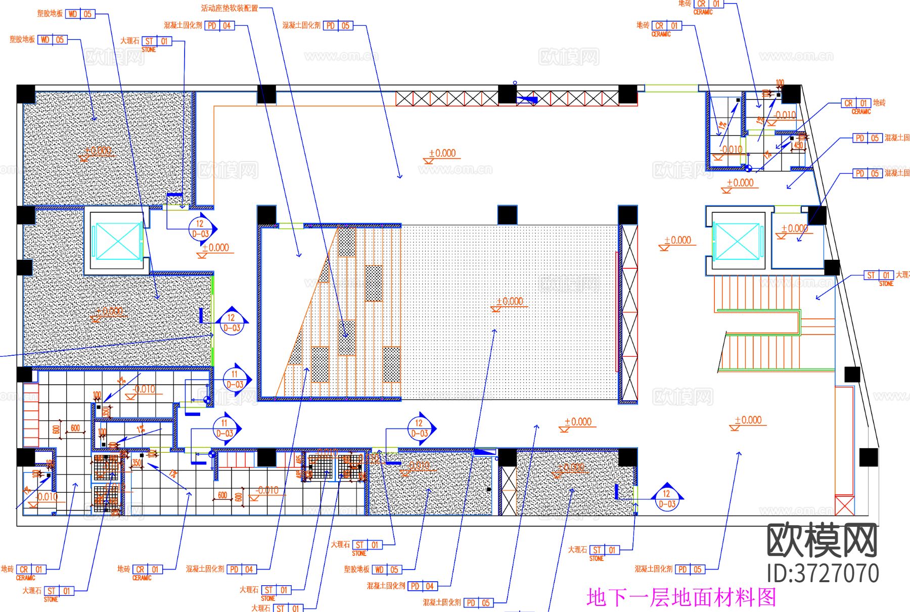 办公室 员工活动室CAD平面图下载（渲染图2）