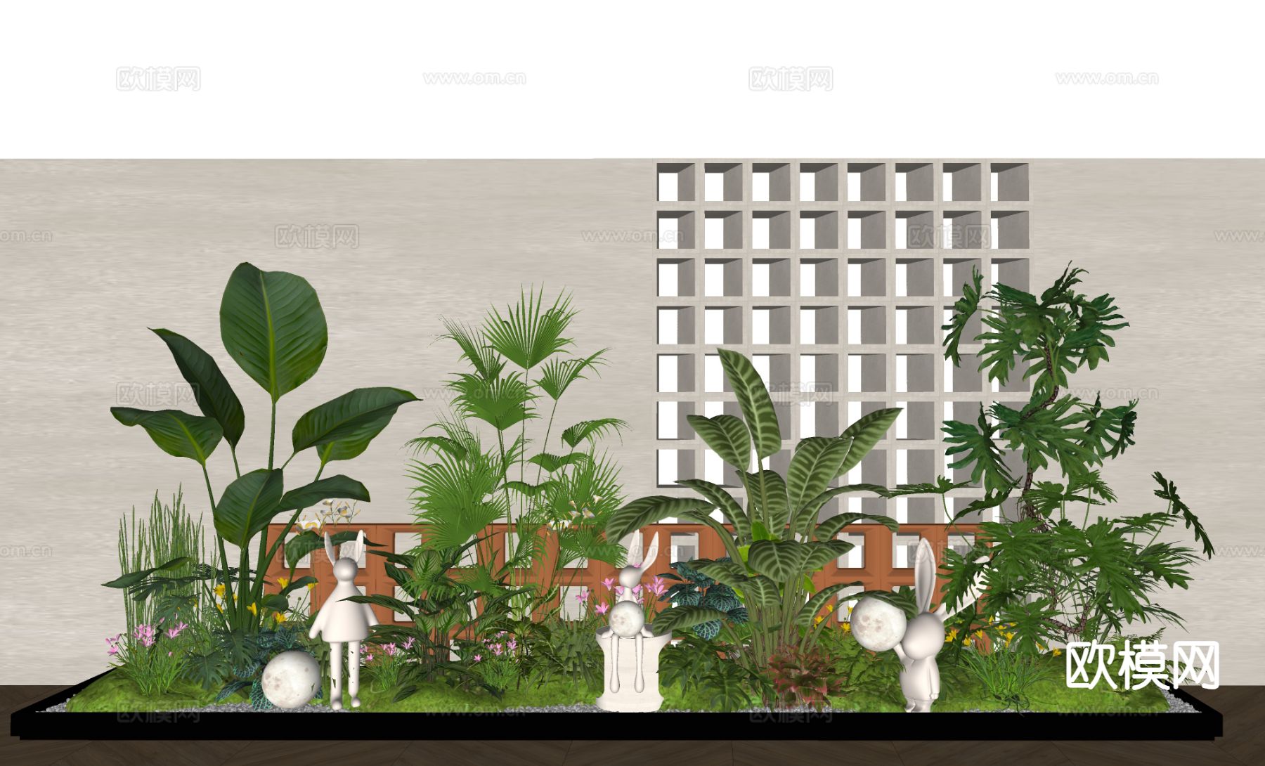 植物堆花境 植物景观造景su模型下载（渲染图1）