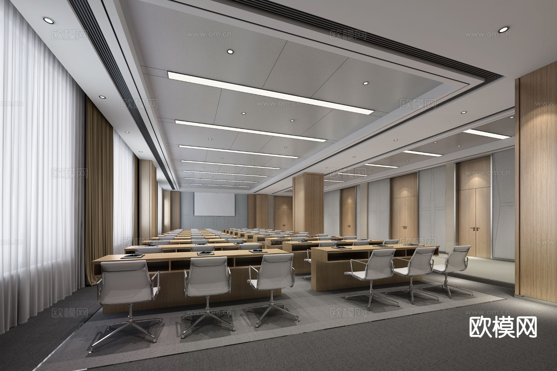 现代报告厅 培训室3d模型下载（渲染图2）
