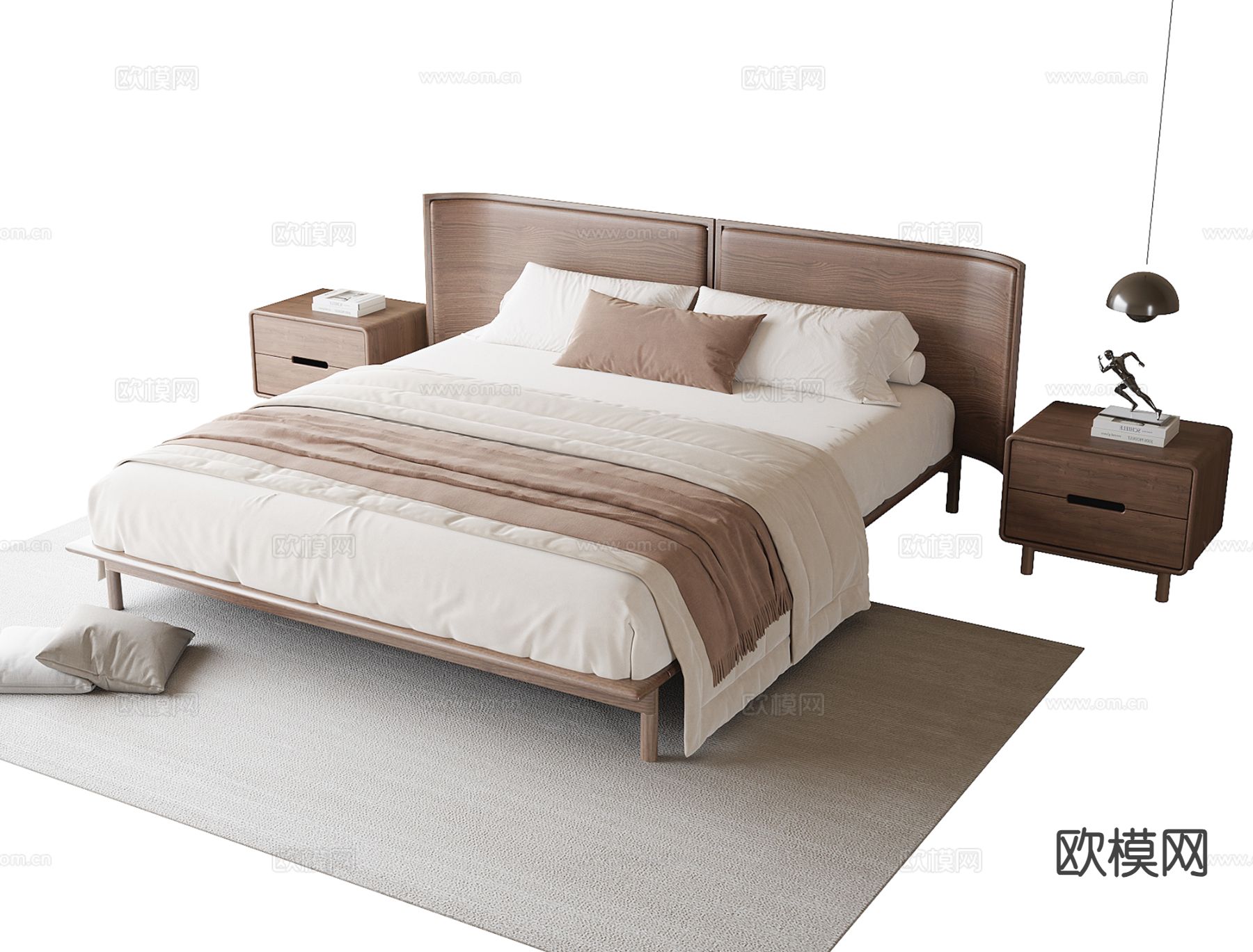 现代双人床3d模型下载