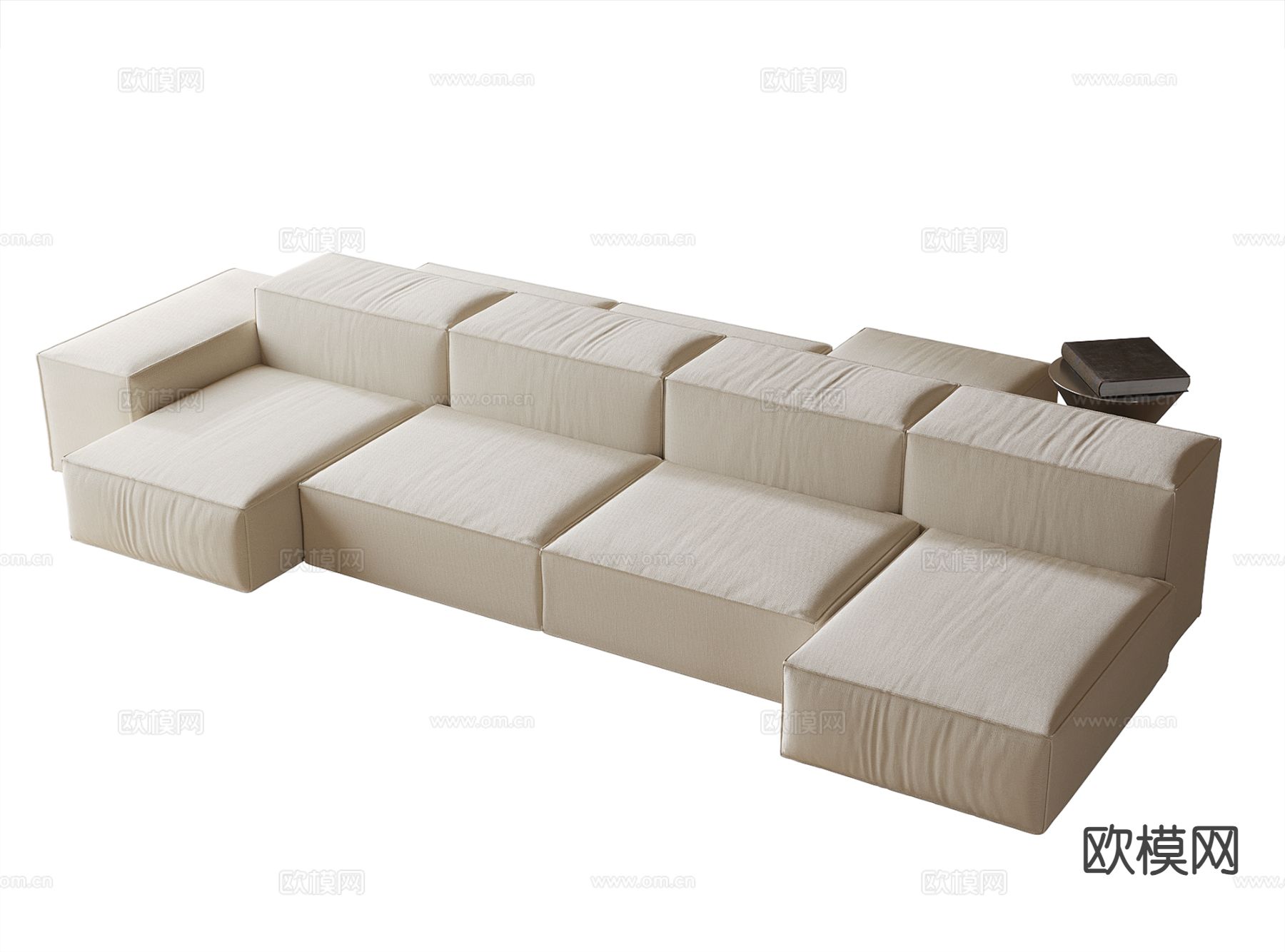 奶油风多人沙发 双面沙发3d模型下载