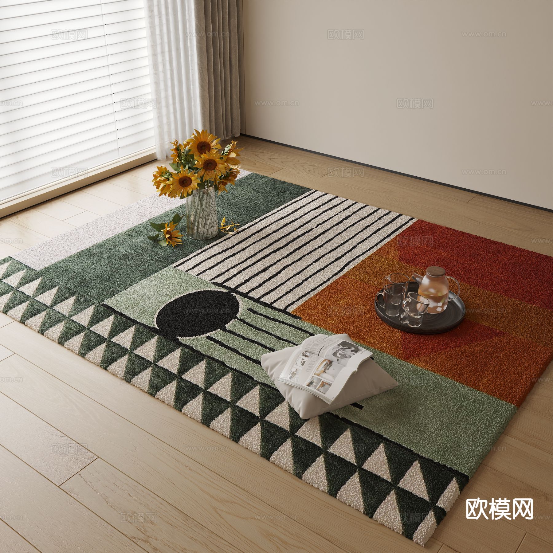 现代地毯su模型下载（渲染图2）