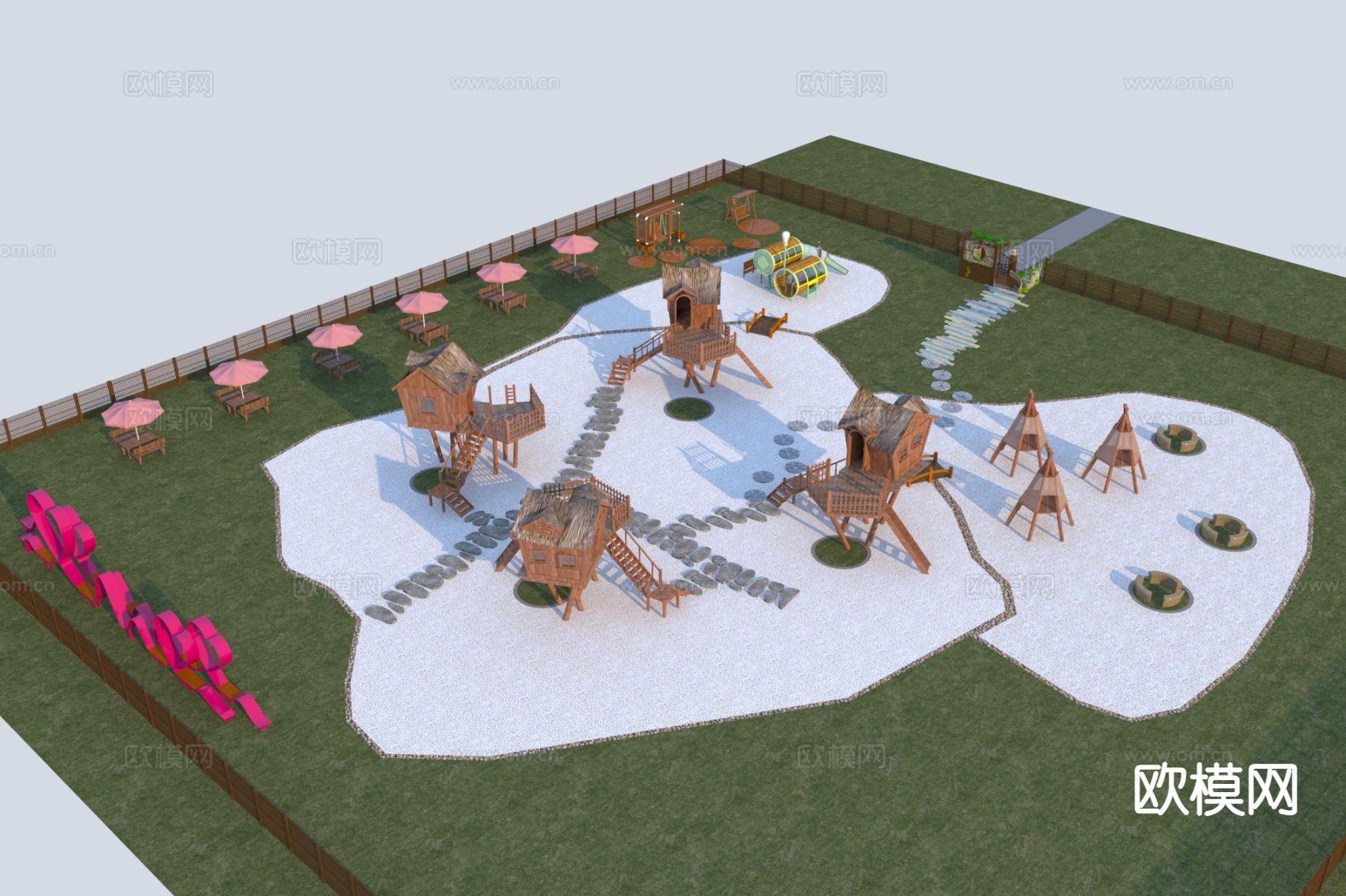 现代户外设施 儿童活动乐园3d模型下载