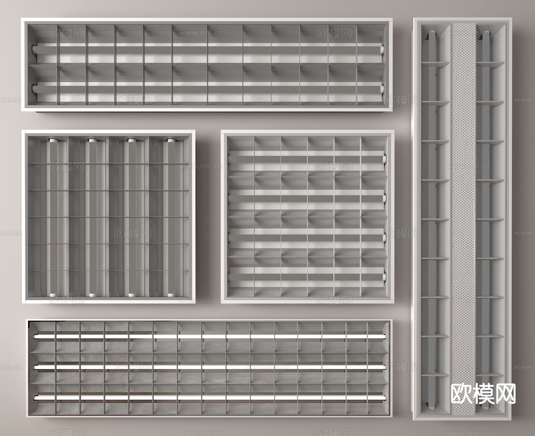 格栅灯 办公室吊顶灯su模型
