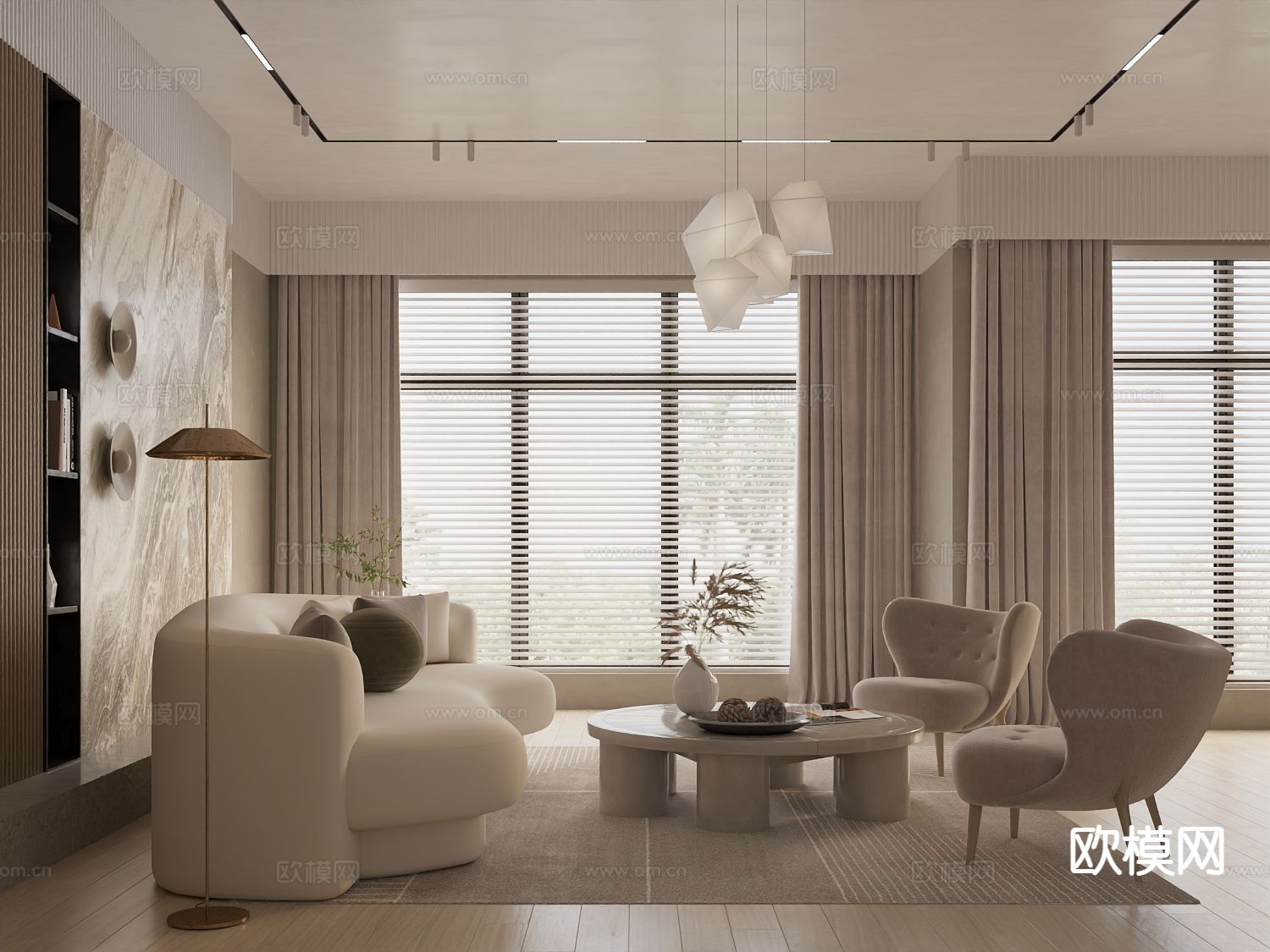 侘寂客餐厅3d模型下载（渲染图1）