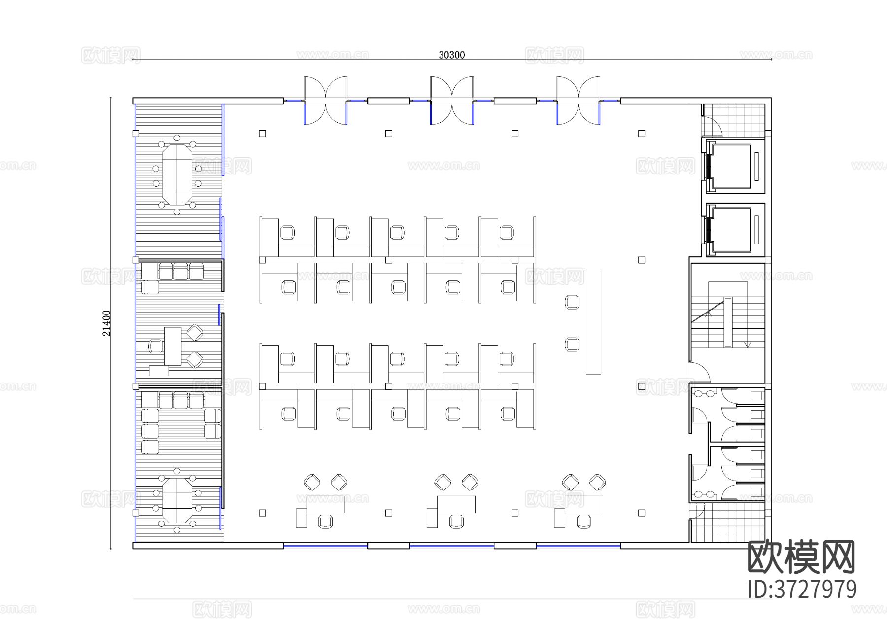 办公空间 办公室CAD平面图下载