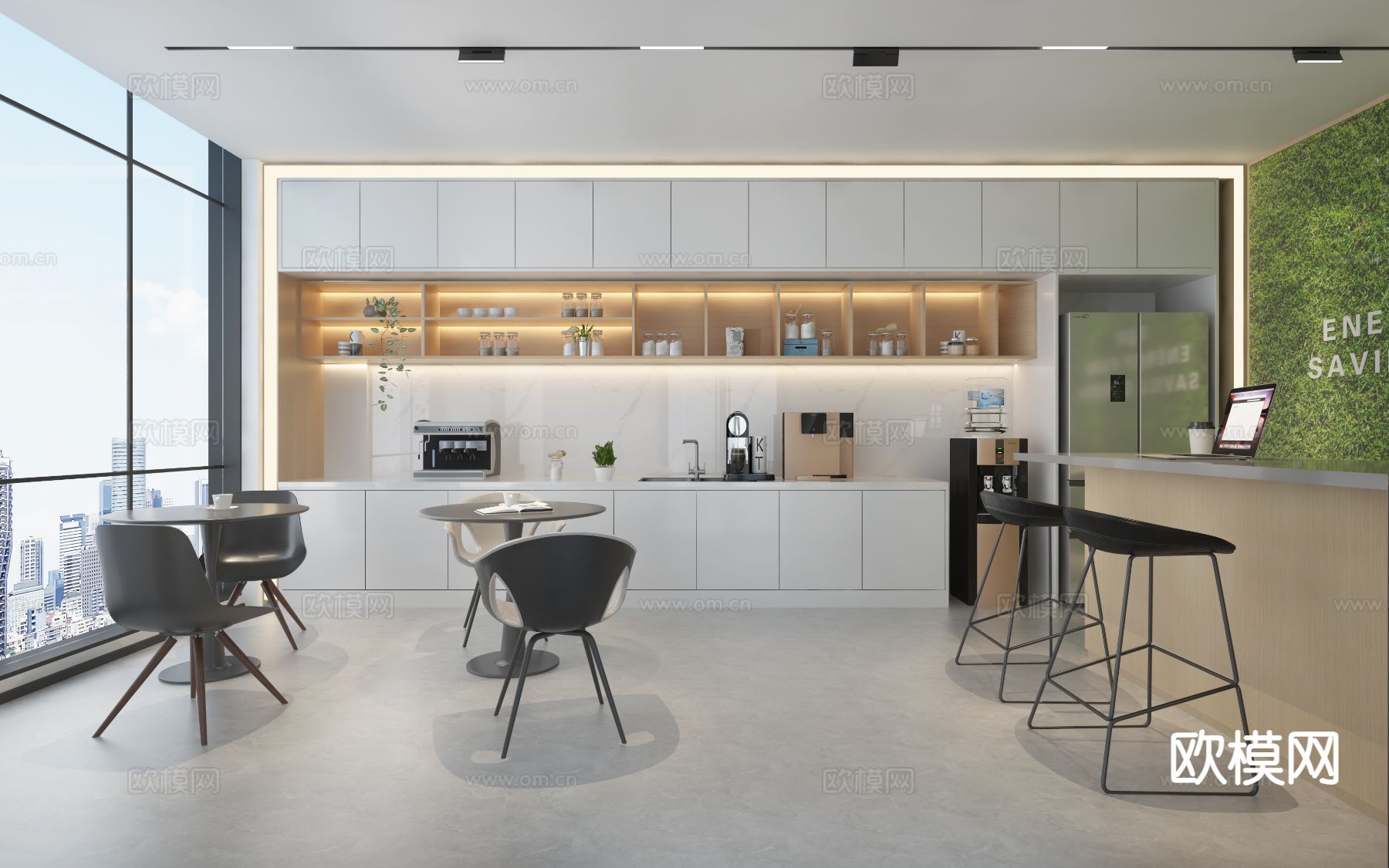 办公室 茶水间 水吧台su模型下载（渲染图2）