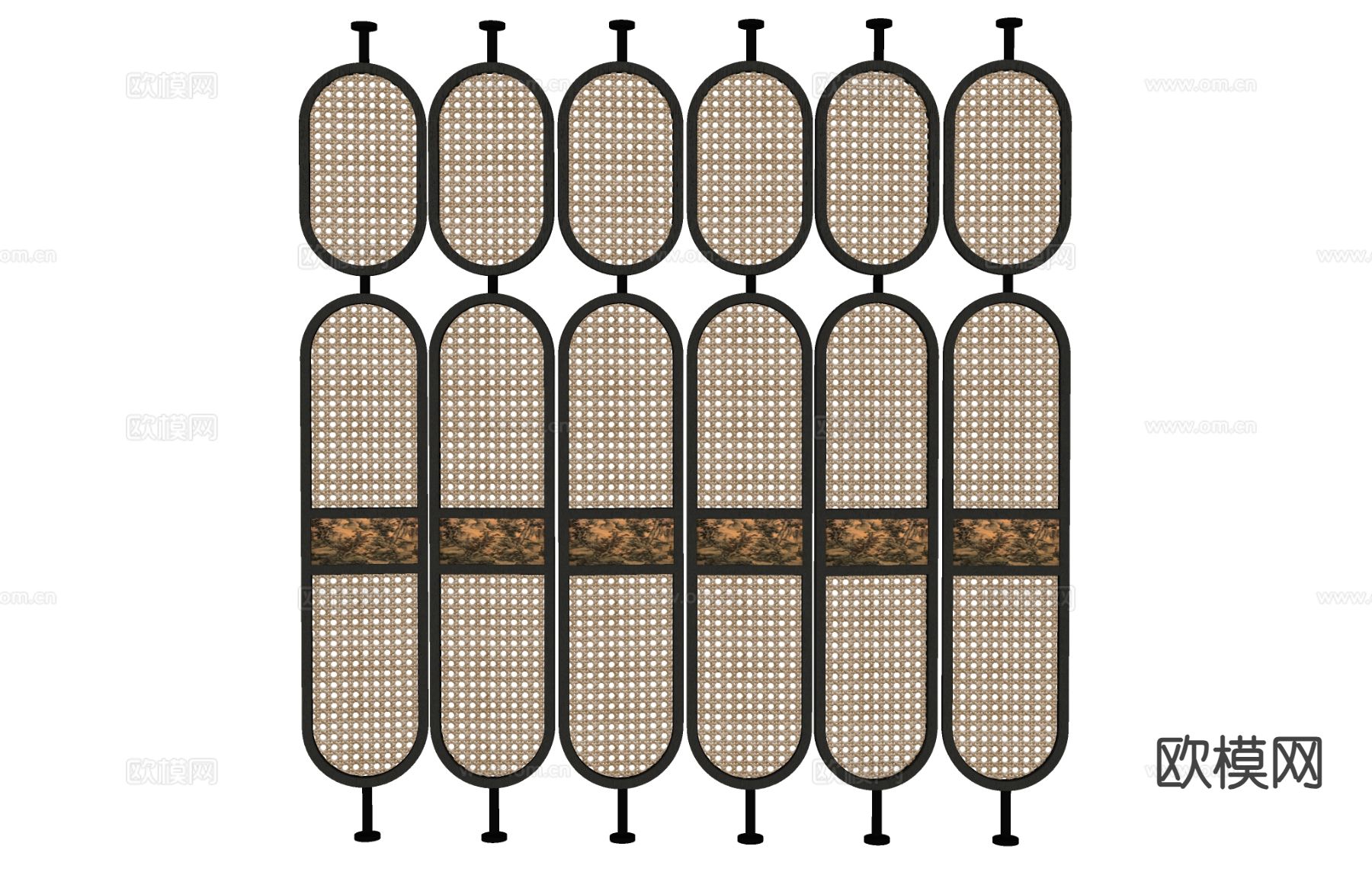 竹编圆形隔断su模型