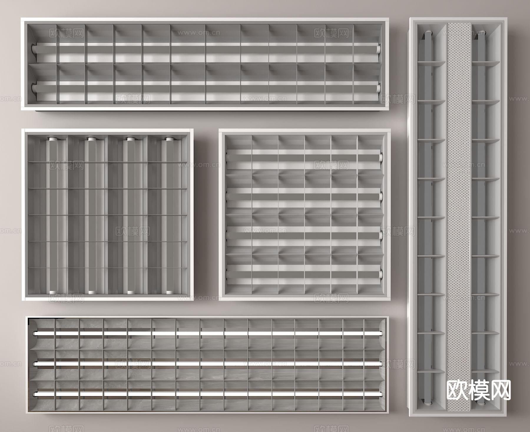 办公室灯 格栅灯3d模型