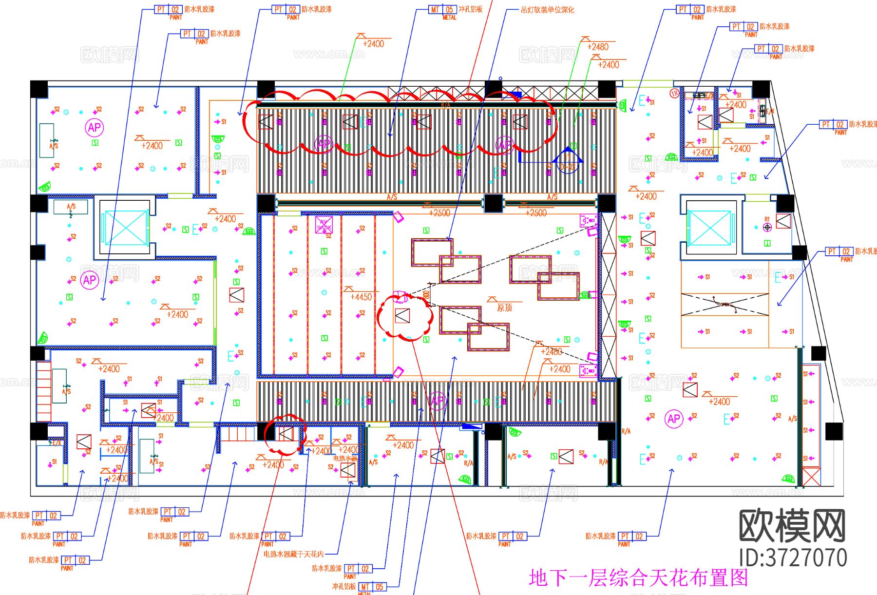 办公室 员工活动室CAD平面图下载（渲染图3）