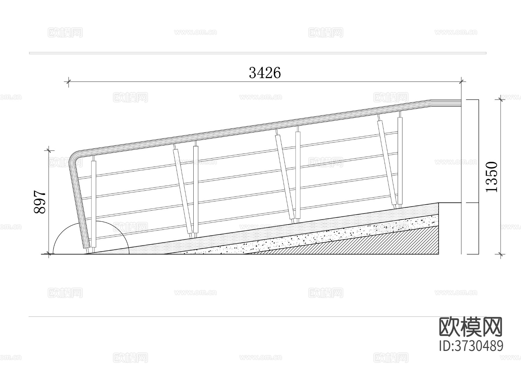 坡道艺术栏杆cad图库