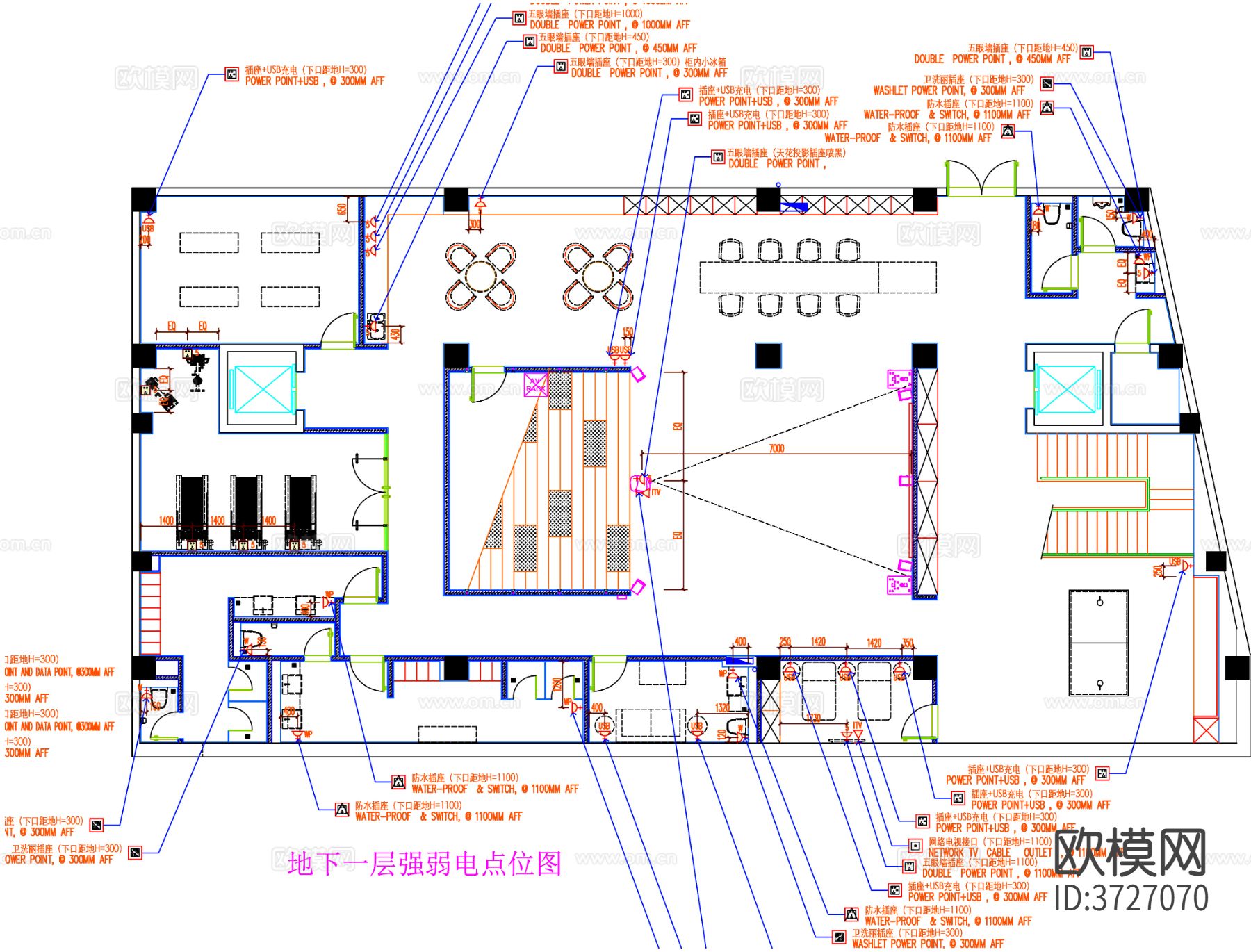 办公室 员工活动室CAD平面图下载（渲染图4）