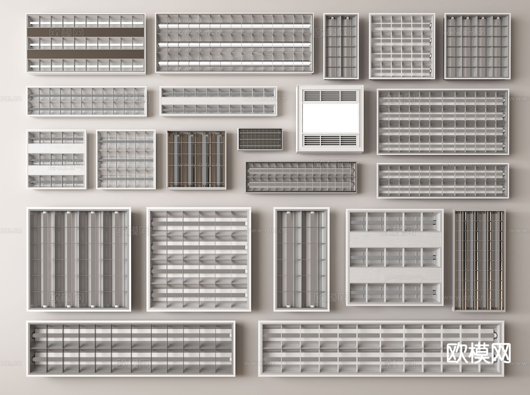 办公室灯 格栅灯3d模型