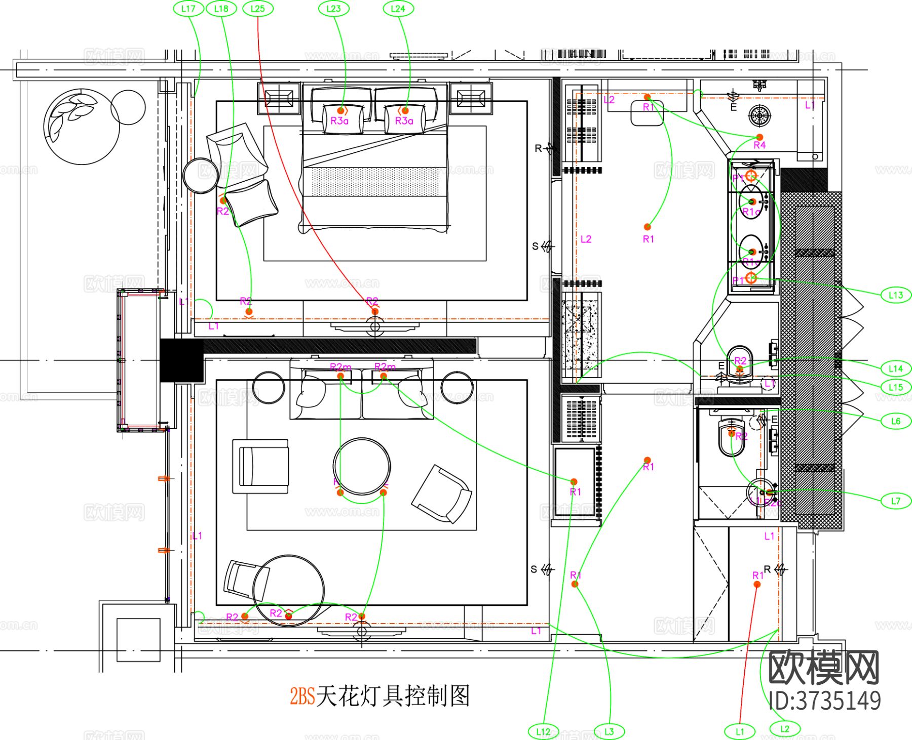 酒店客房 酒店房间 客房平面图 房间平面布局 客房cad施工图