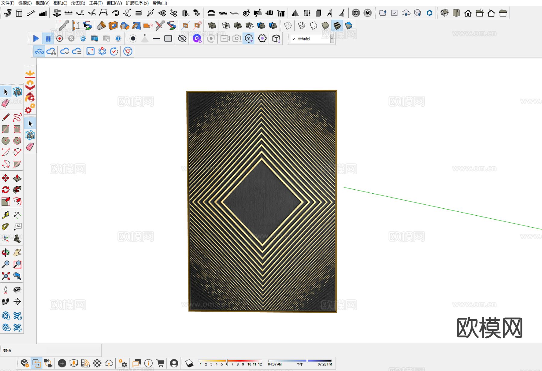 现代轻奢装饰画su模型下载（渲染图1）