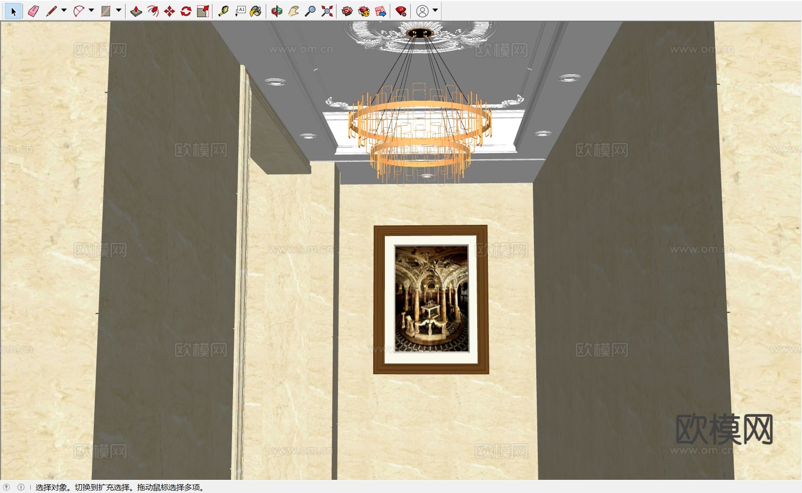 欧式走廊 吊顶su模型