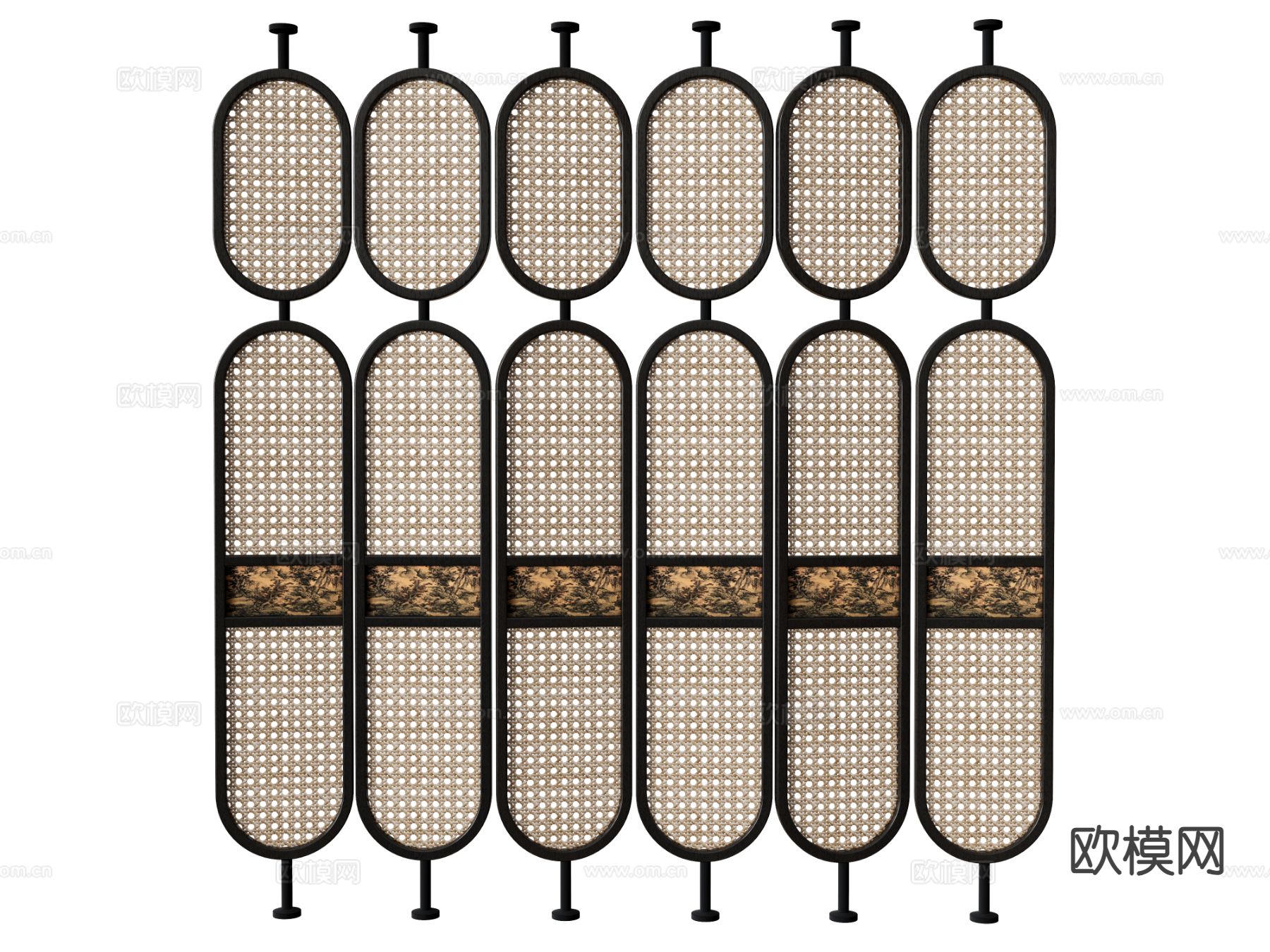 竹编圆形隔断su模型