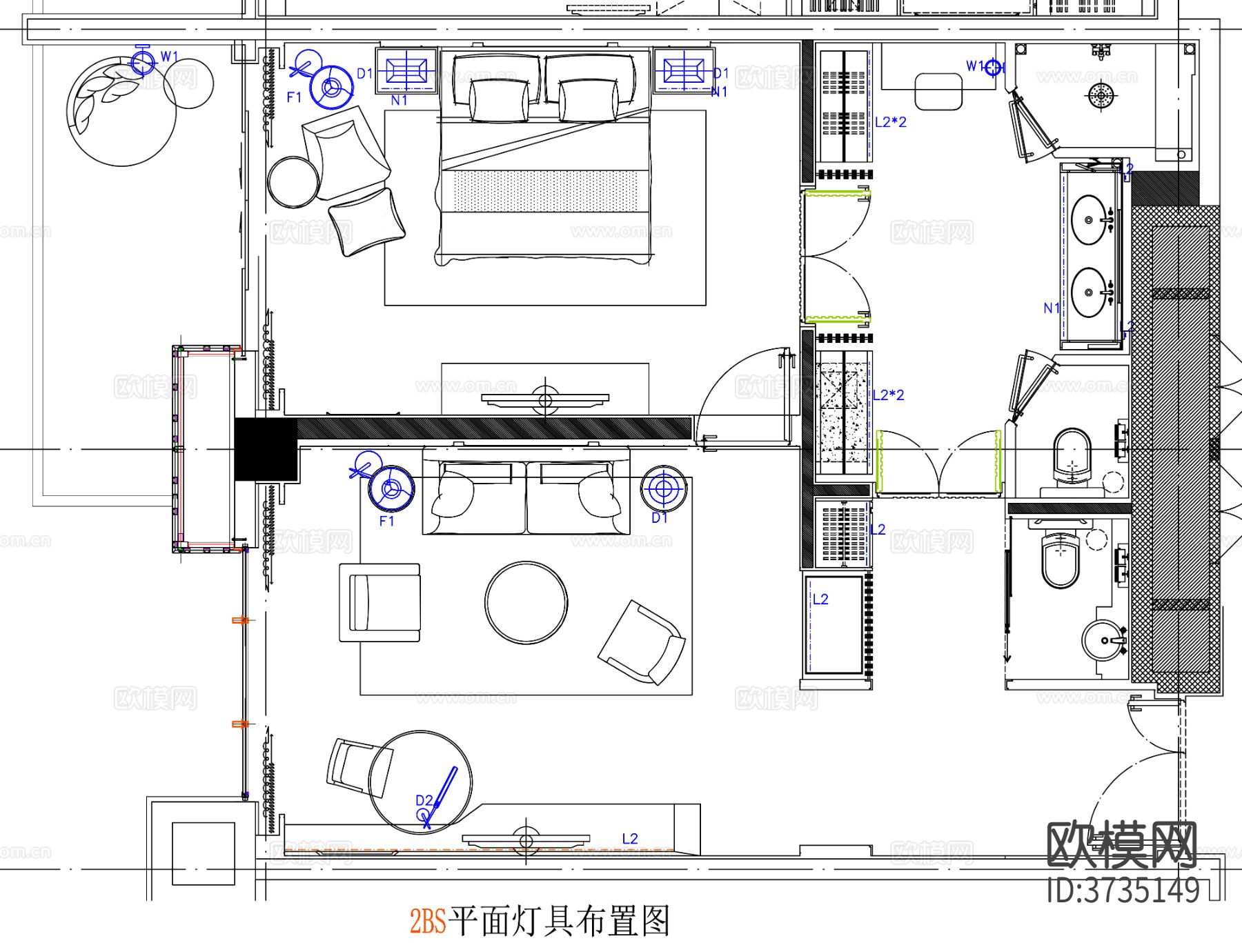 酒店客房 酒店房间 客房平面图 房间平面布局 客房cad施工图