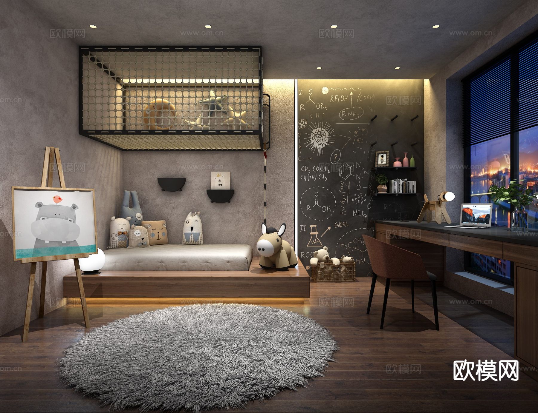 工业风儿童房 小孩房3d模型下载