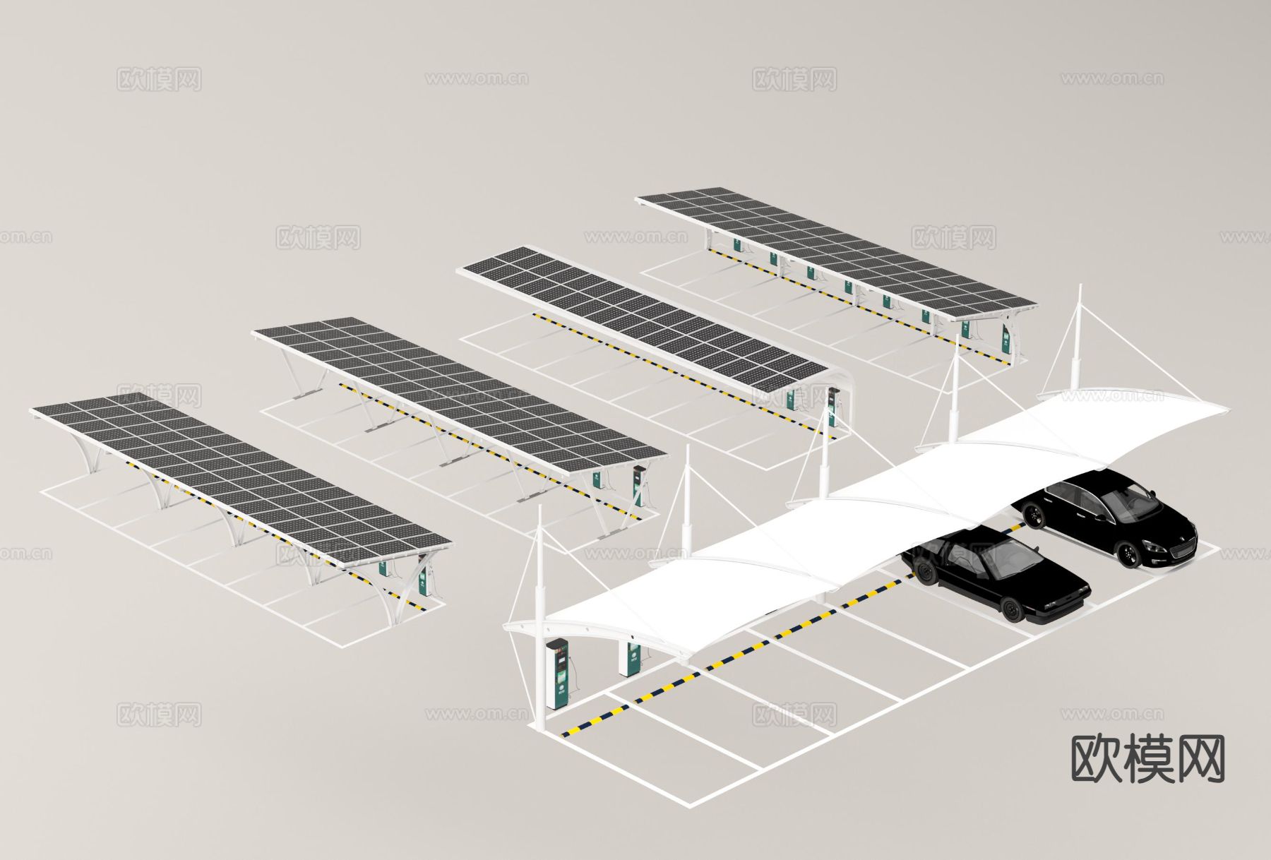 停车场 停车棚3d模型
