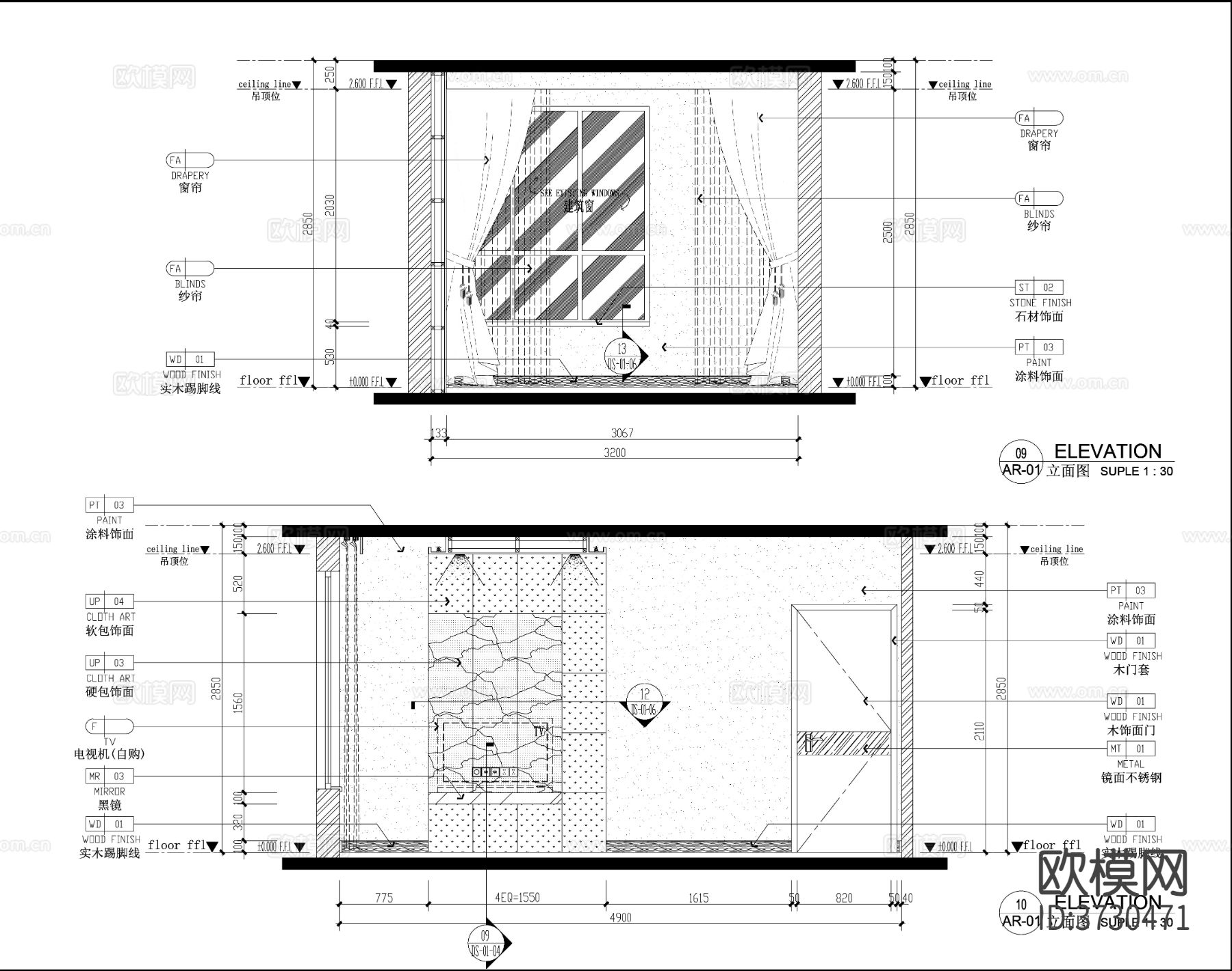 两室小户型室内装饰cad施工图