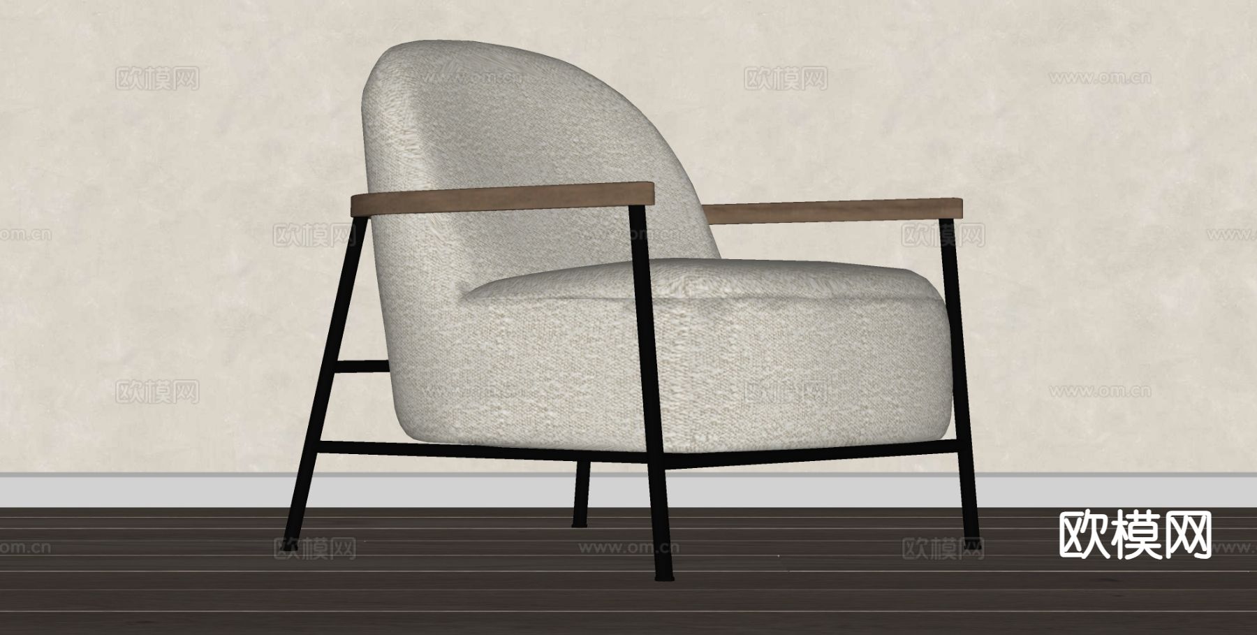 中古风休闲椅su模型下载（渲染图1）