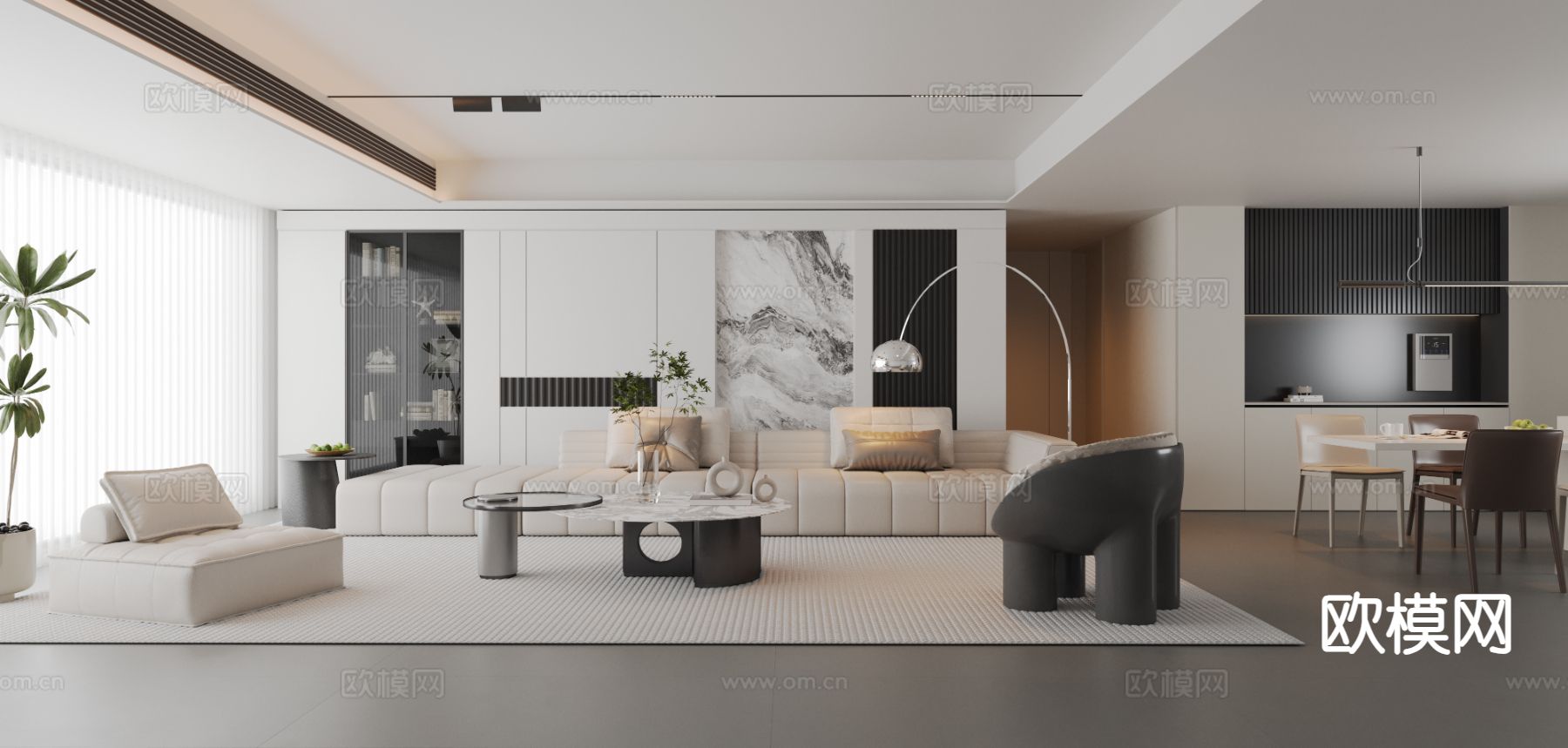 意式客餐厅3d模型下载（渲染图1）