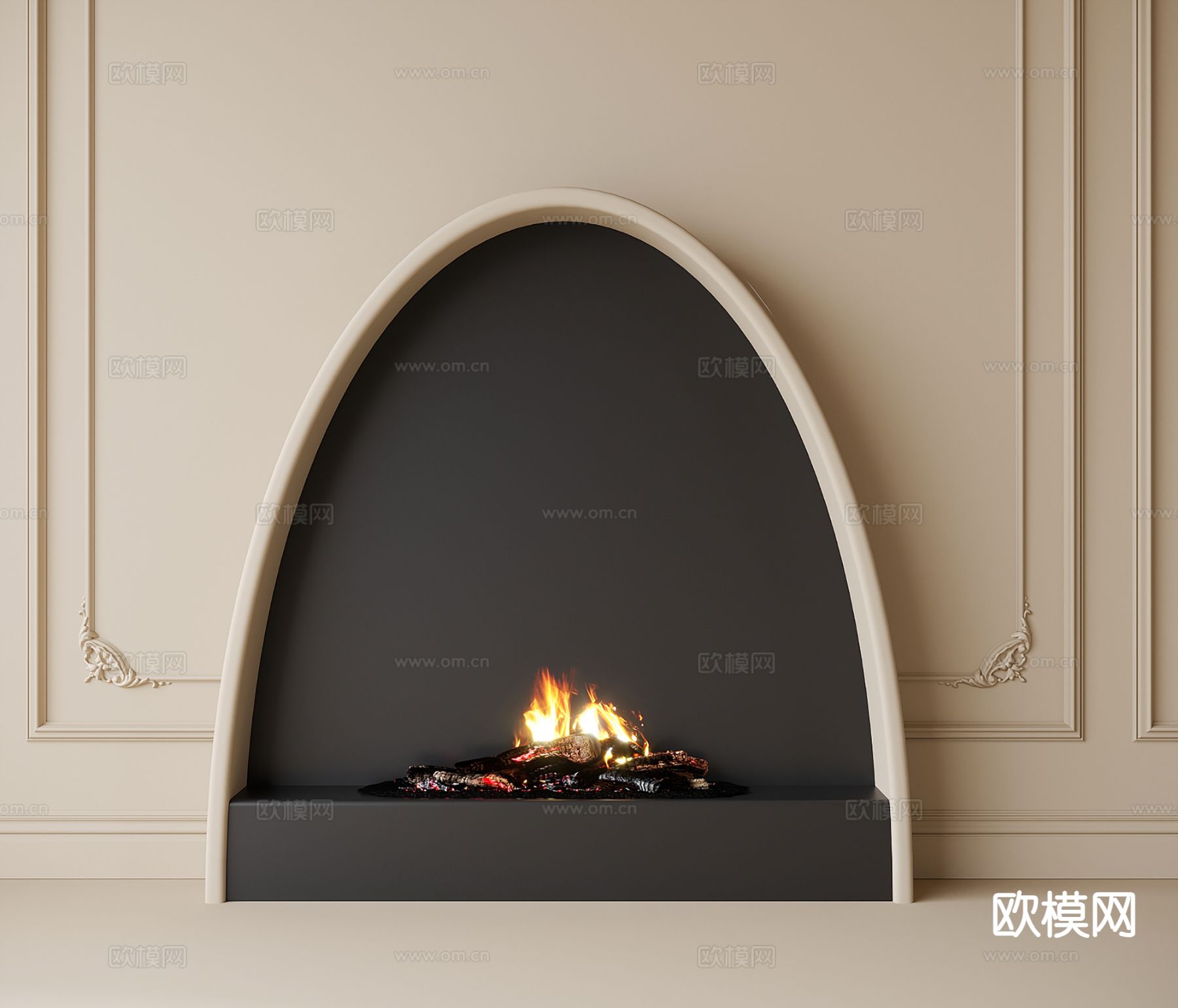 法式壁炉su模型下载（渲染图2）