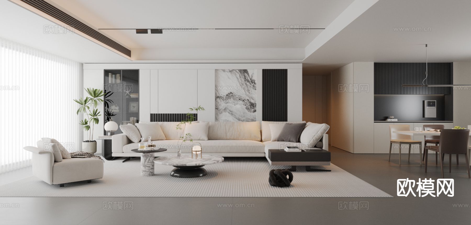 意式客餐厅3d模型下载（渲染图1）