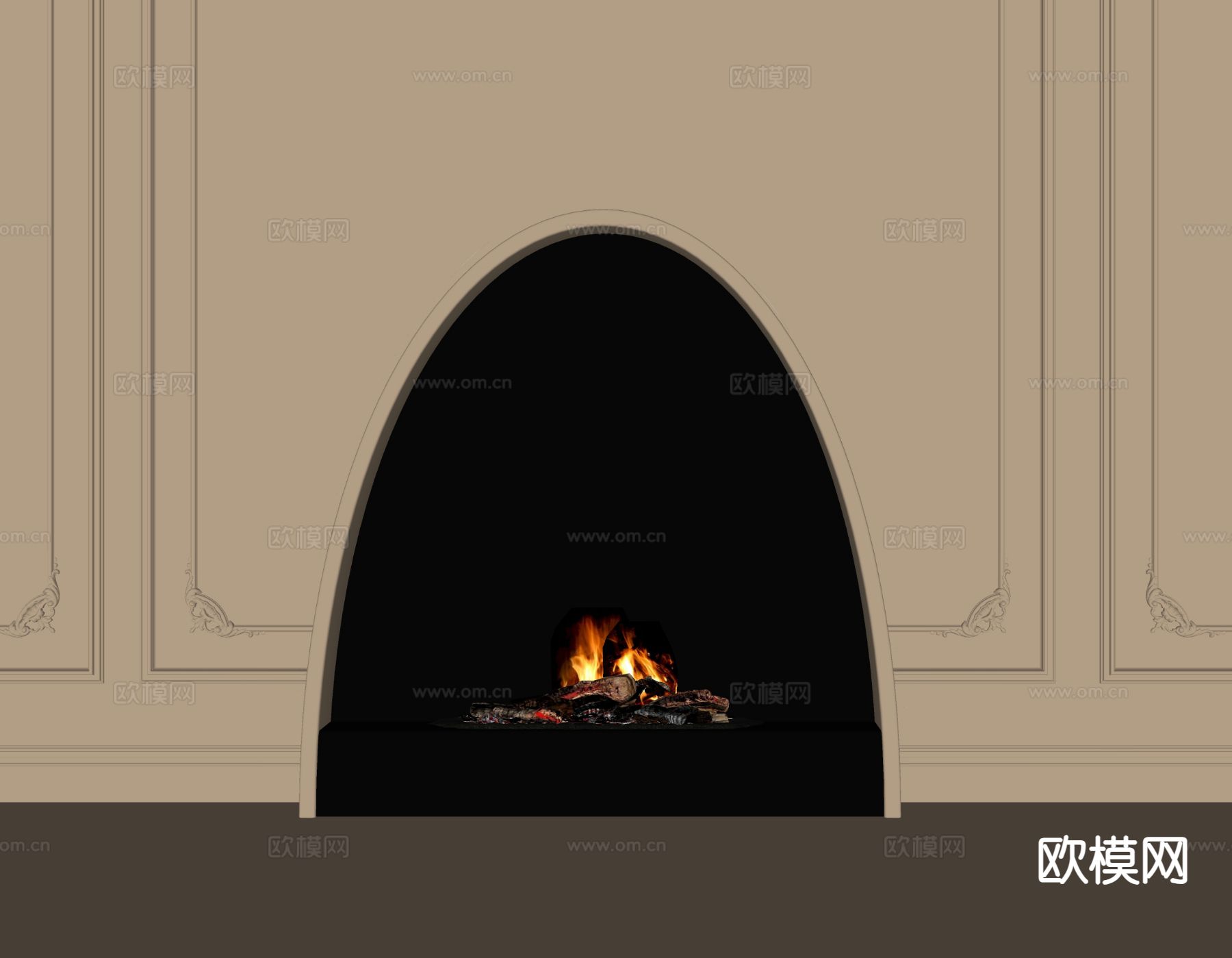 法式壁炉su模型下载（渲染图1）