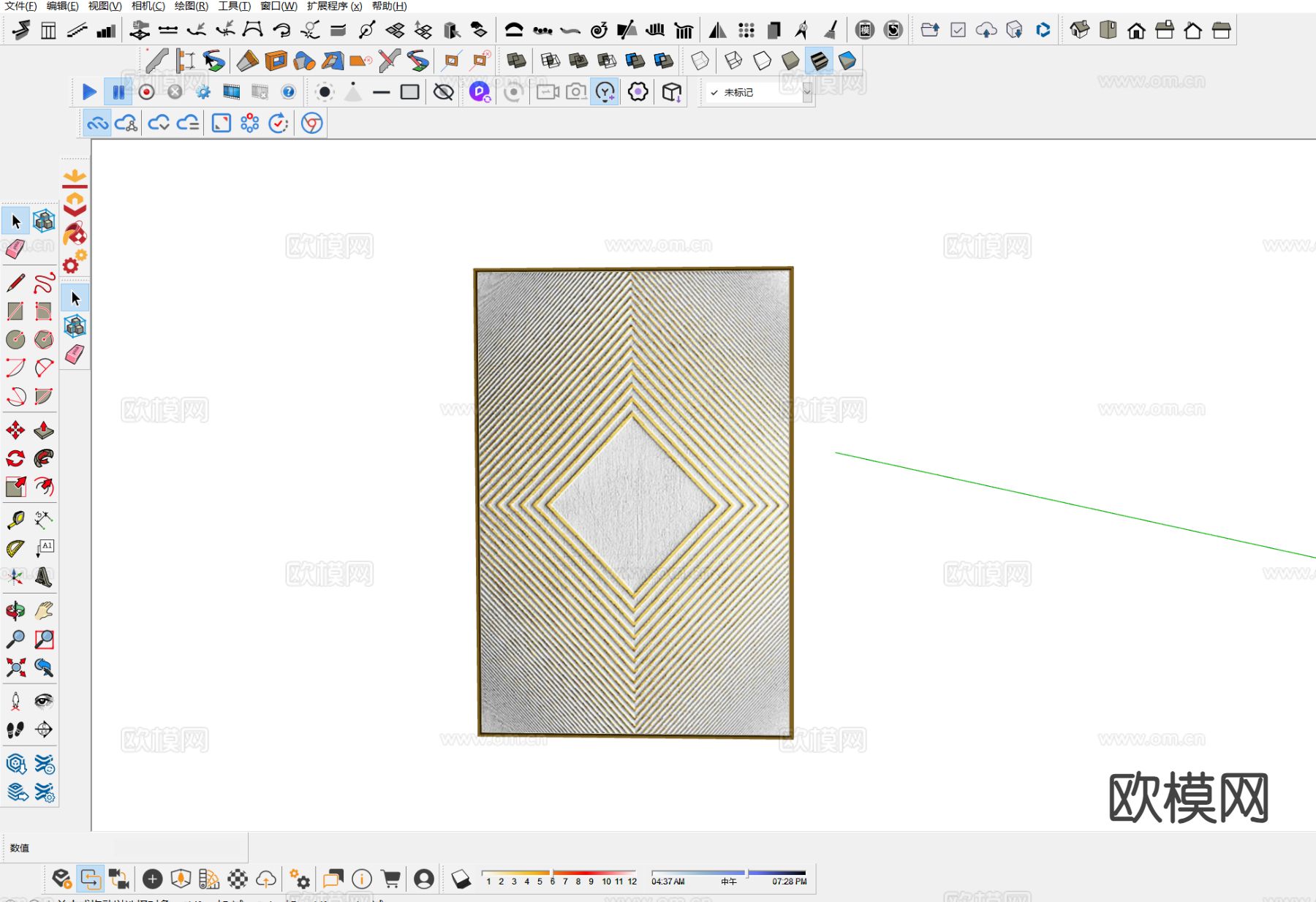 现代轻奢装饰画su模型下载（渲染图1）
