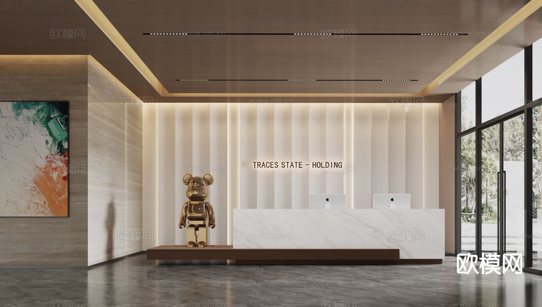 公司前台 接待3d模型下载