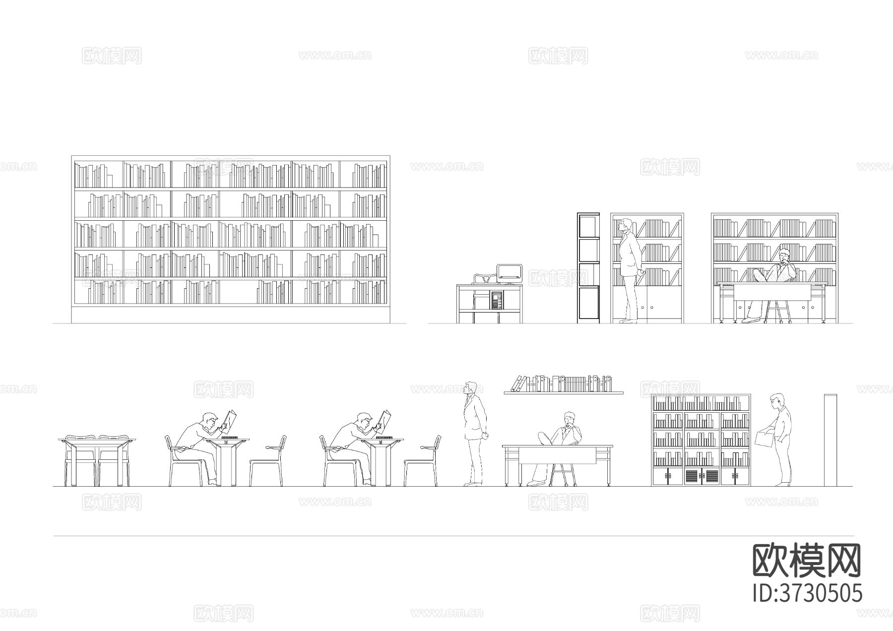 谧阅读角落 图书馆学习位cad大样图
