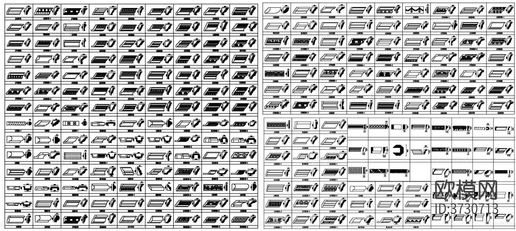 石膏线条 线条CAD 线条素材 线条剖面cad图库