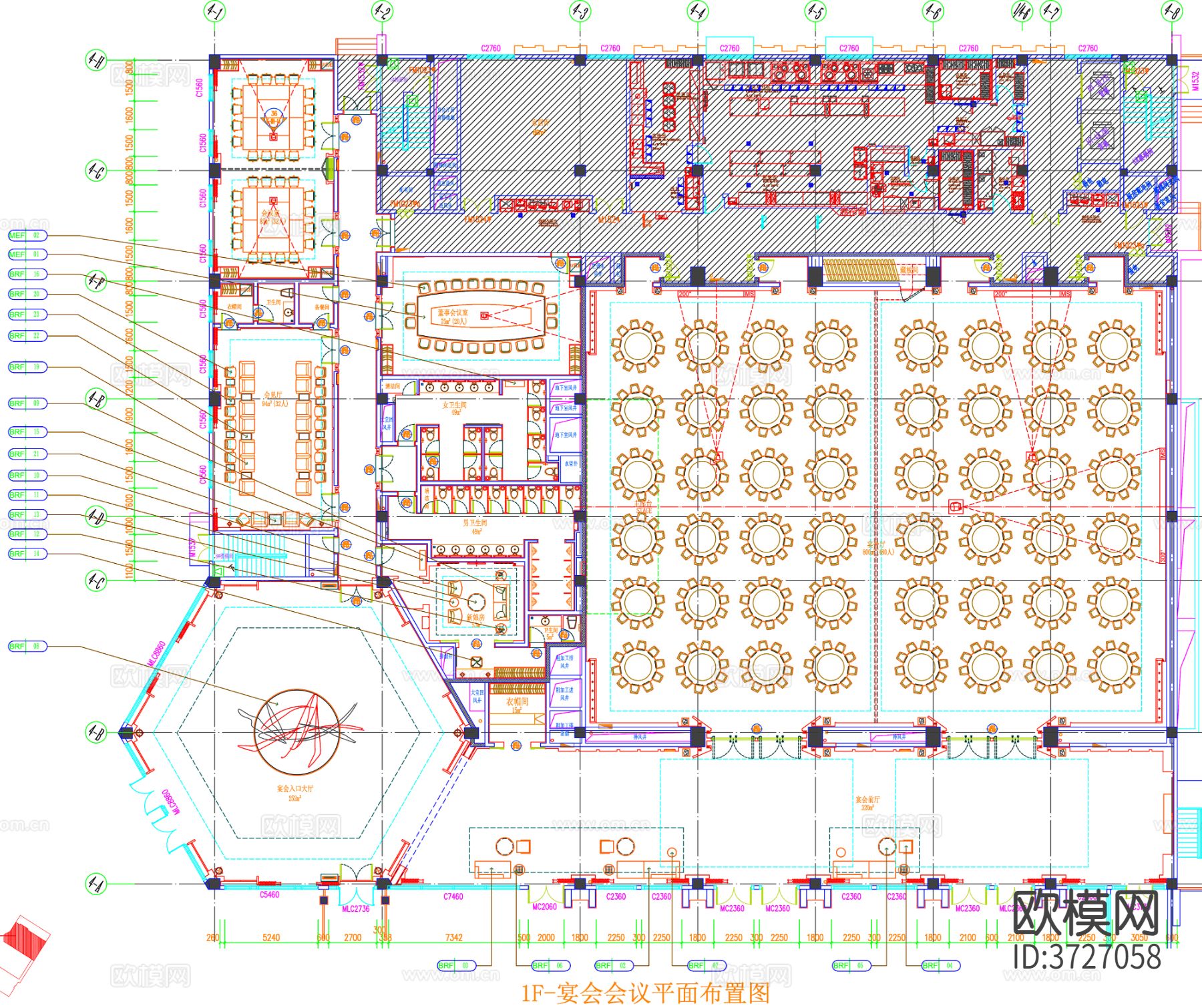 宴会厅CAD平面图
