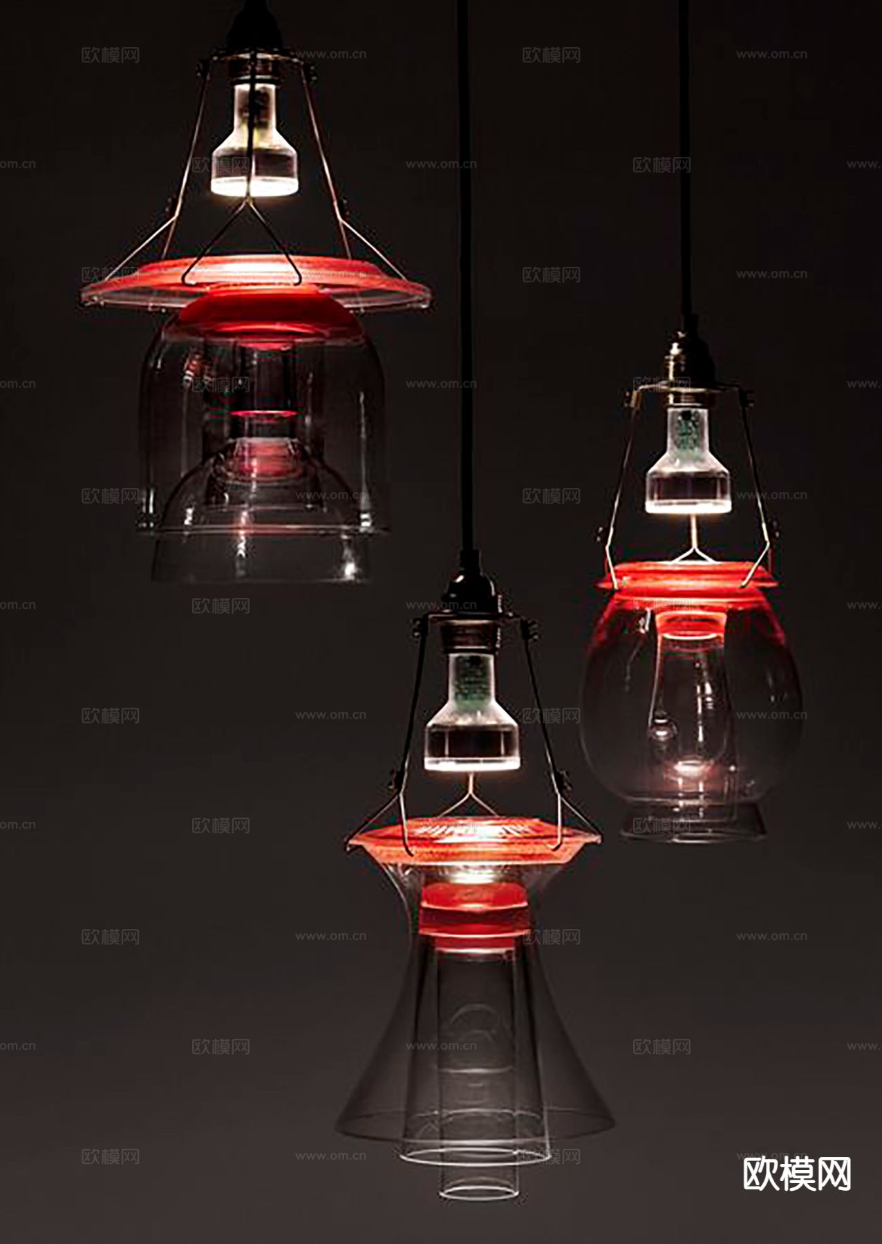 工业风吊灯 手提灯3d模型下载（渲染图2）