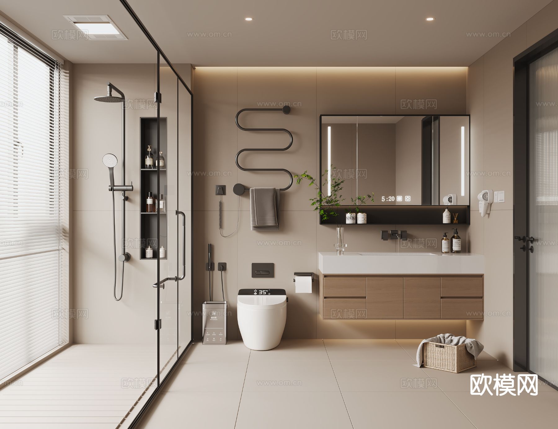 现代卫生间 浴室su模型下载（渲染图2）
