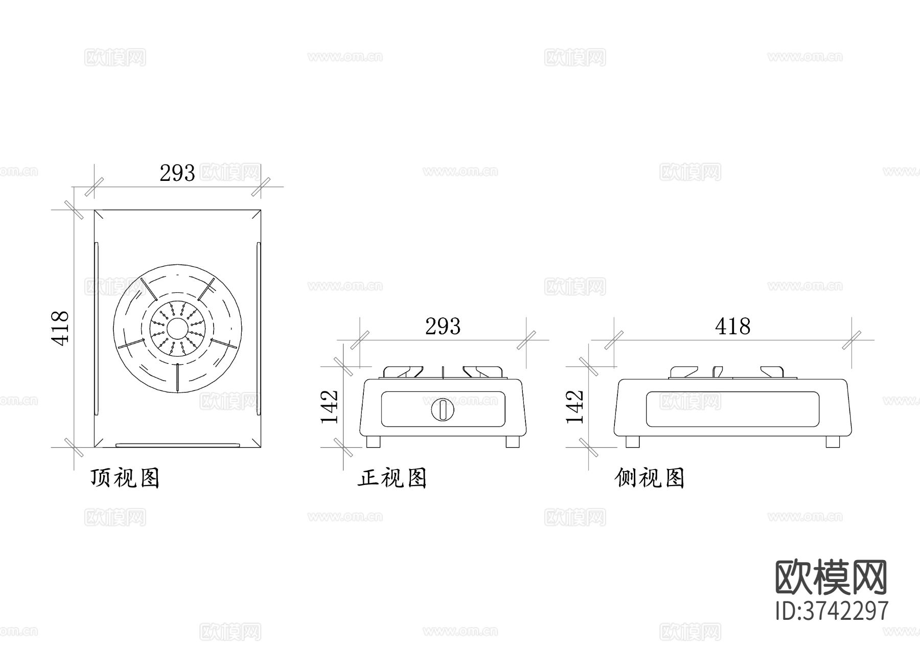 单头燃气灶cad平面图