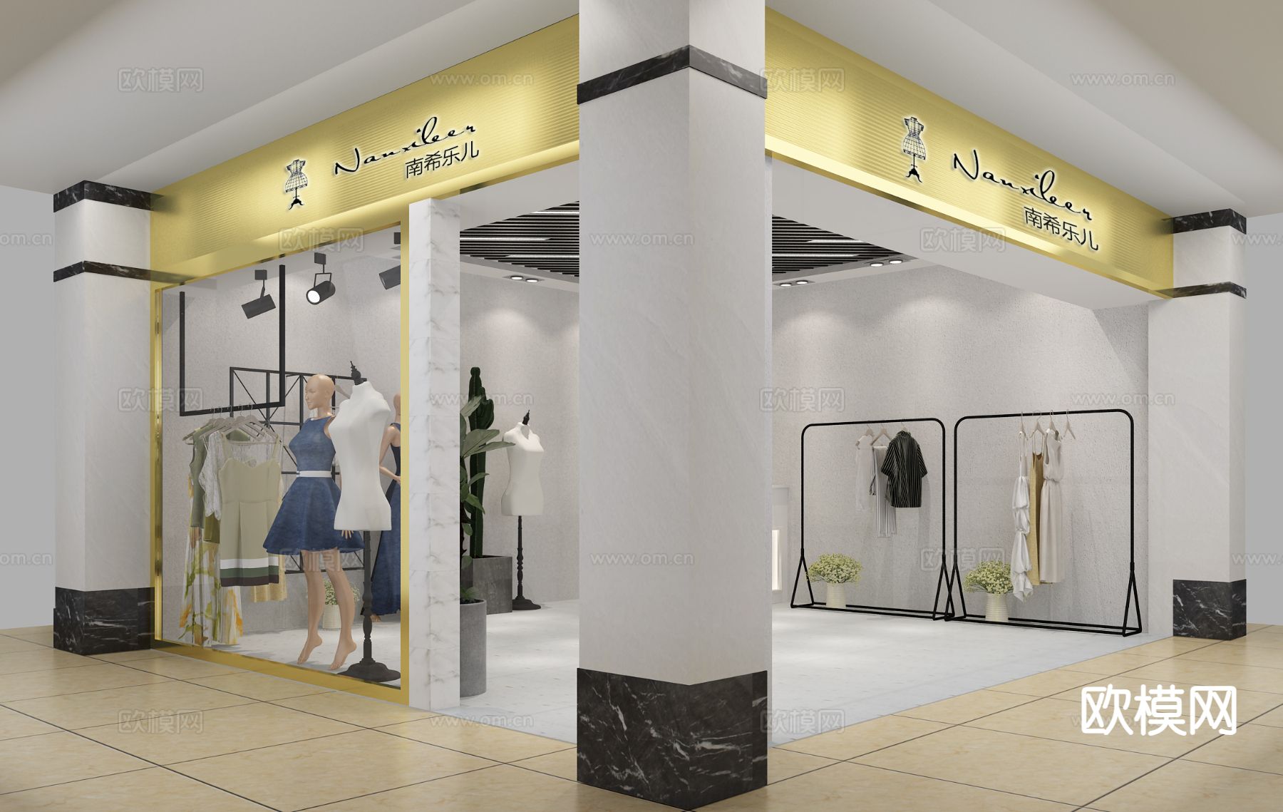 简约女装店 服装店3d模型