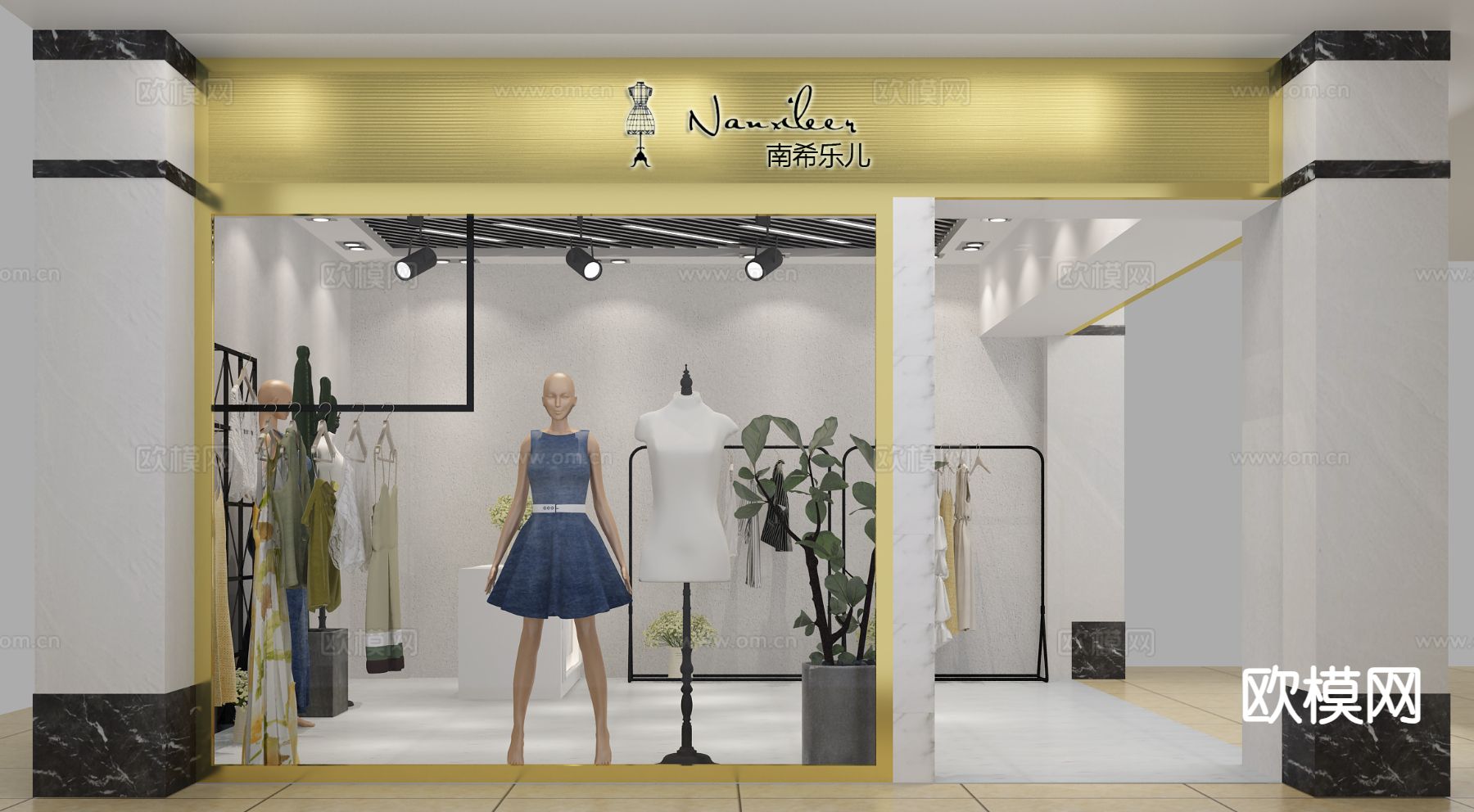 简约女装店 服装店3d模型