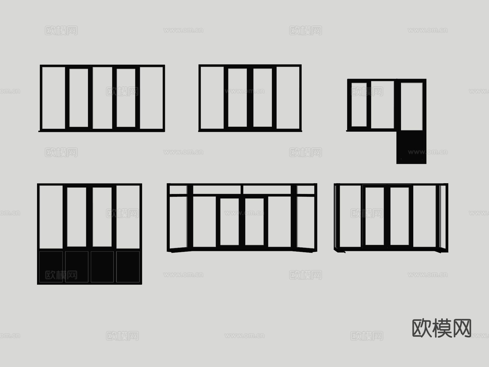 现代窗户 平开窗户 落地窗户su模型