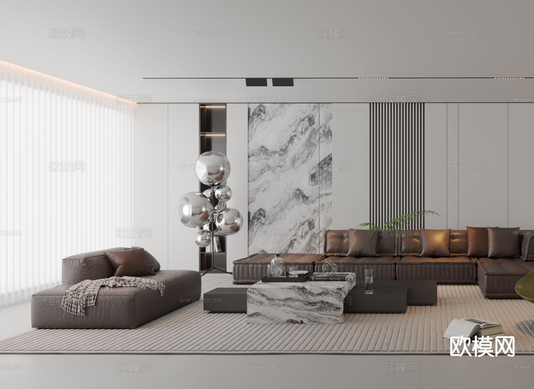 现代客餐厅3d模型下载（渲染图2）