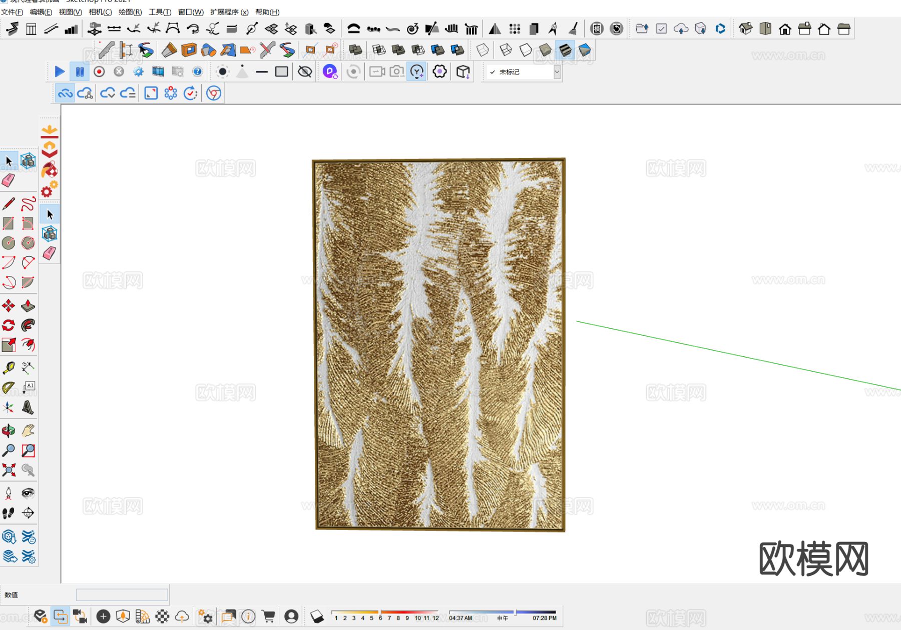 现代轻奢装饰画su模型下载（渲染图1）